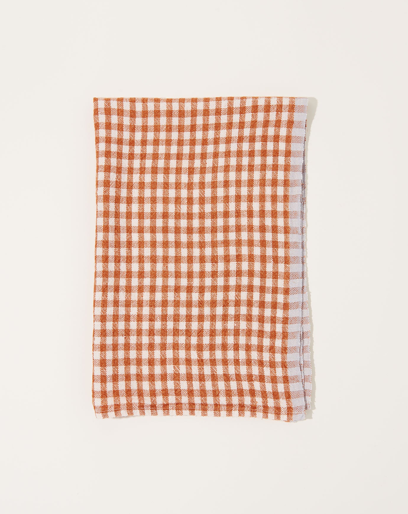 Caravan Two-Tone Gingham Towels in Cognac & Blue, Set of 2