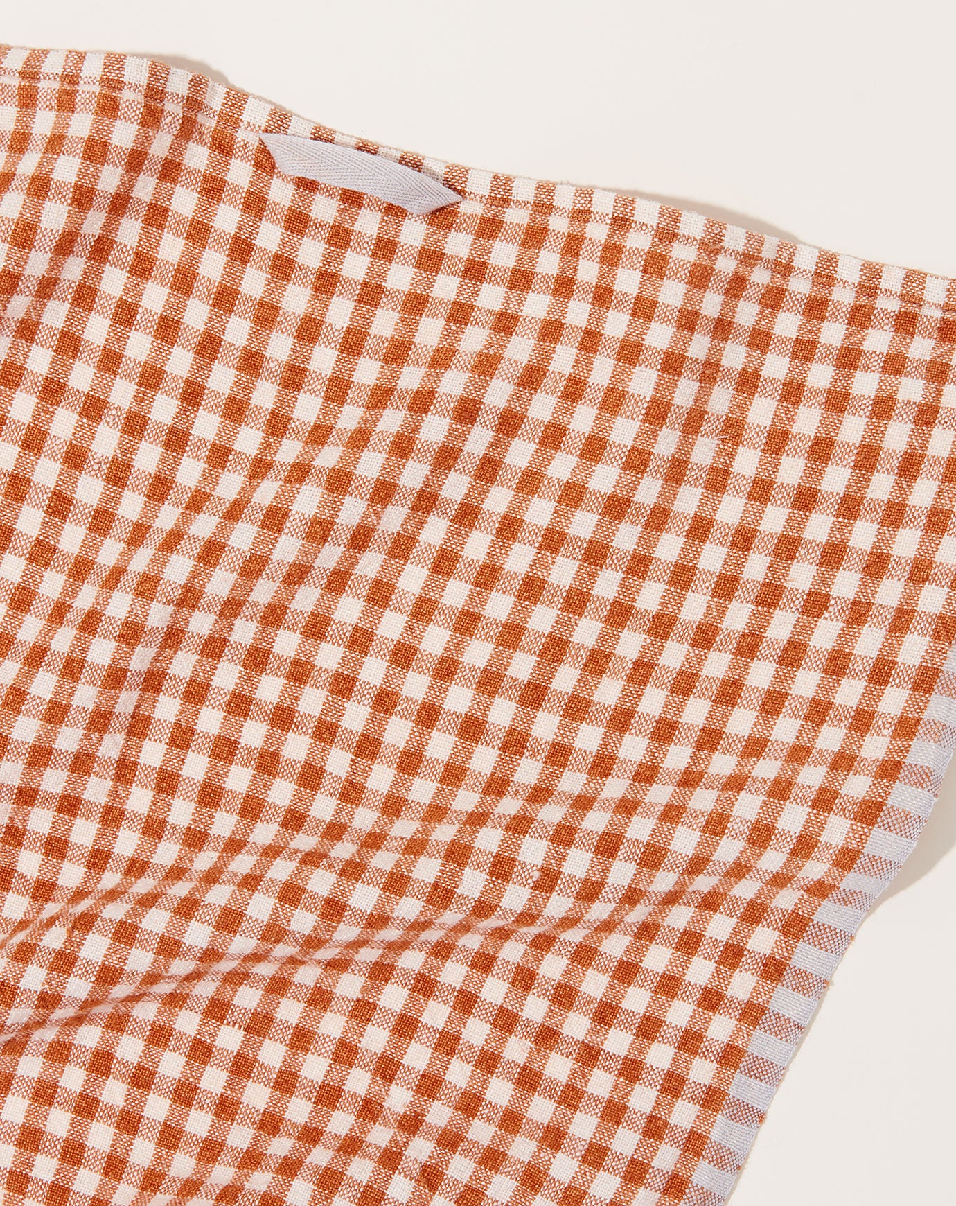 Caravan Two-Tone Gingham Towels in Cognac & Blue, Set of 2