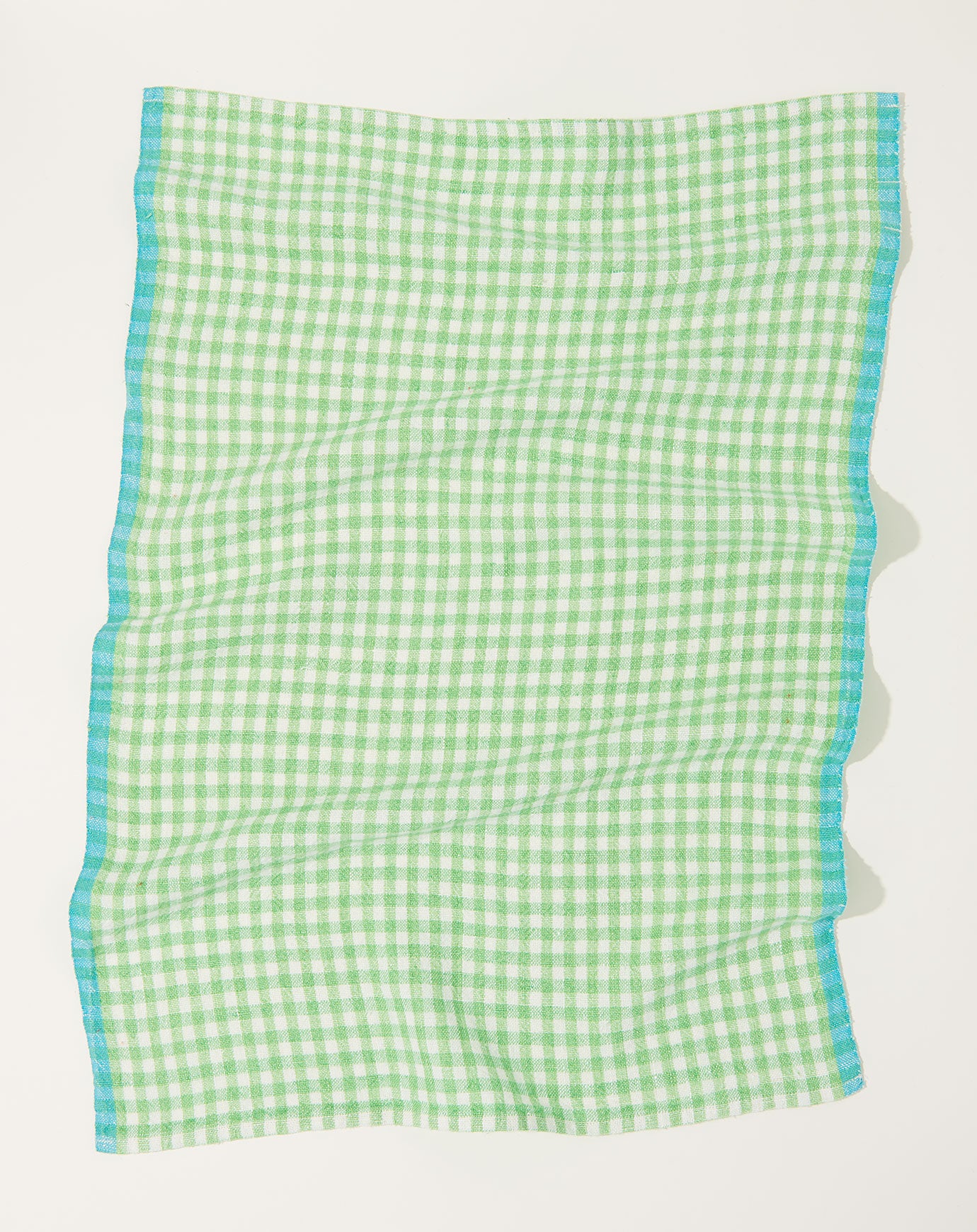 Caravan Two-Tone Gingham Towels in Lime & Aqua, Set of 2