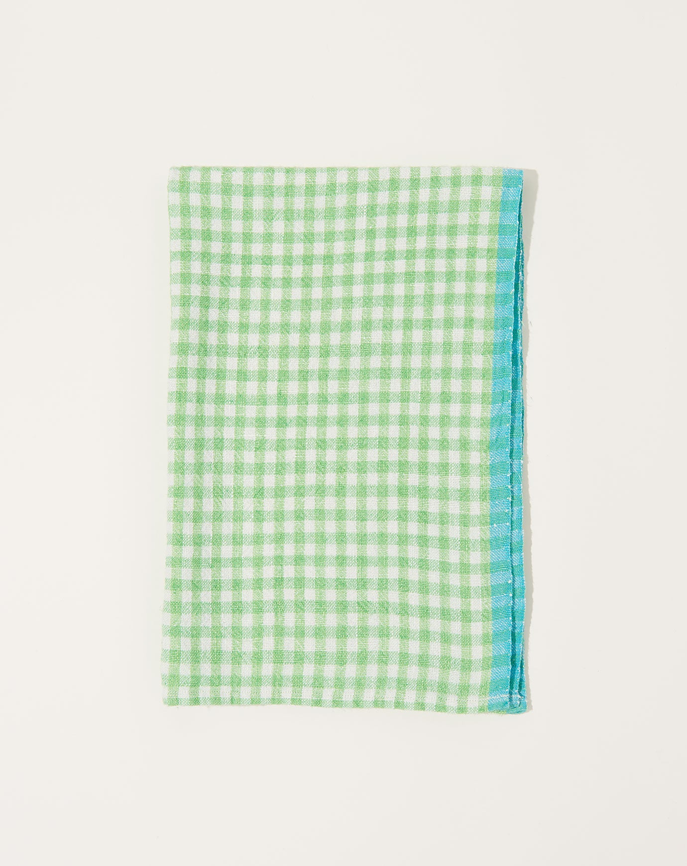 Caravan Two-Tone Gingham Towels in Lime & Aqua, Set of 2