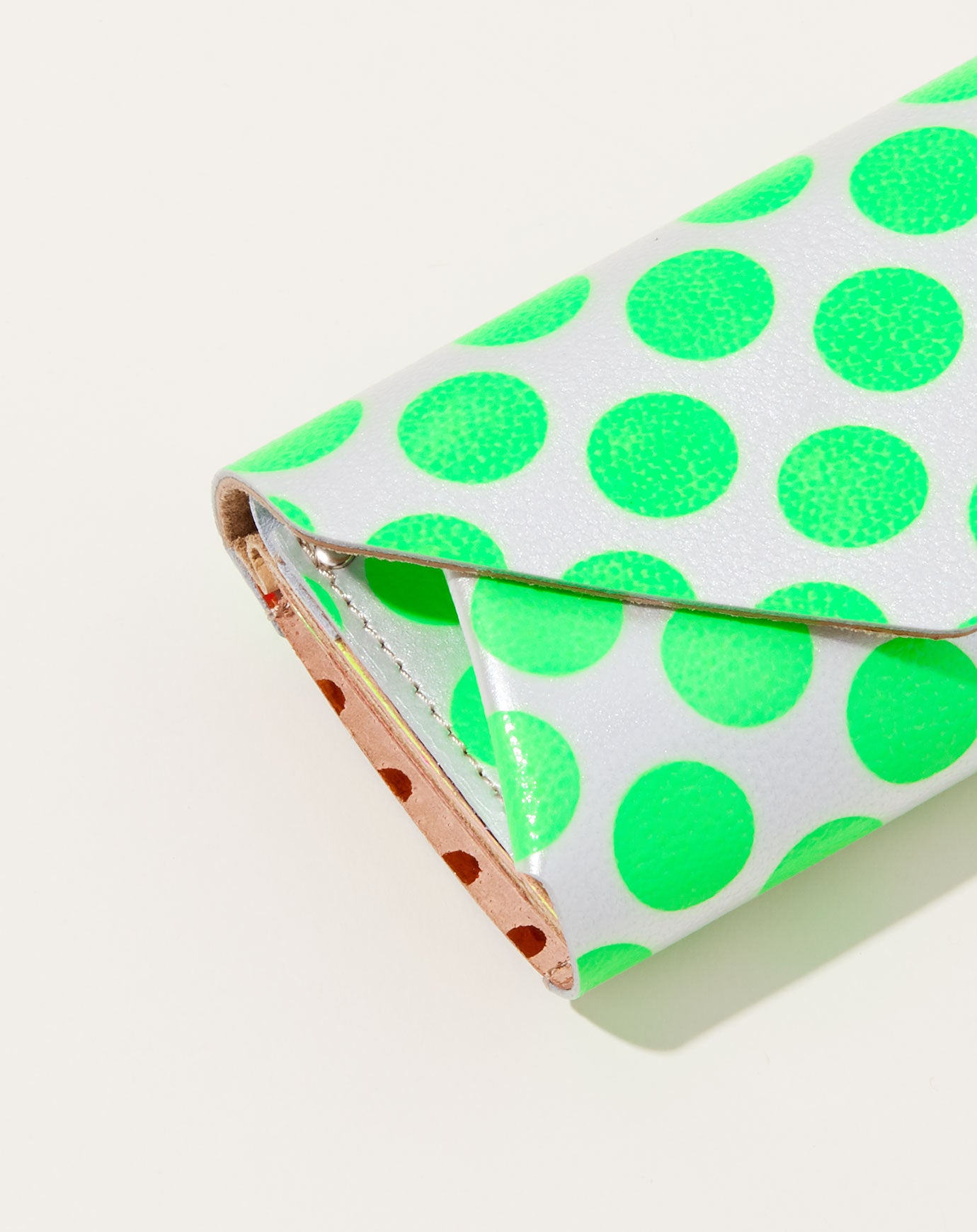 Carmine Clear Dot Compact Wallet in Neon Green