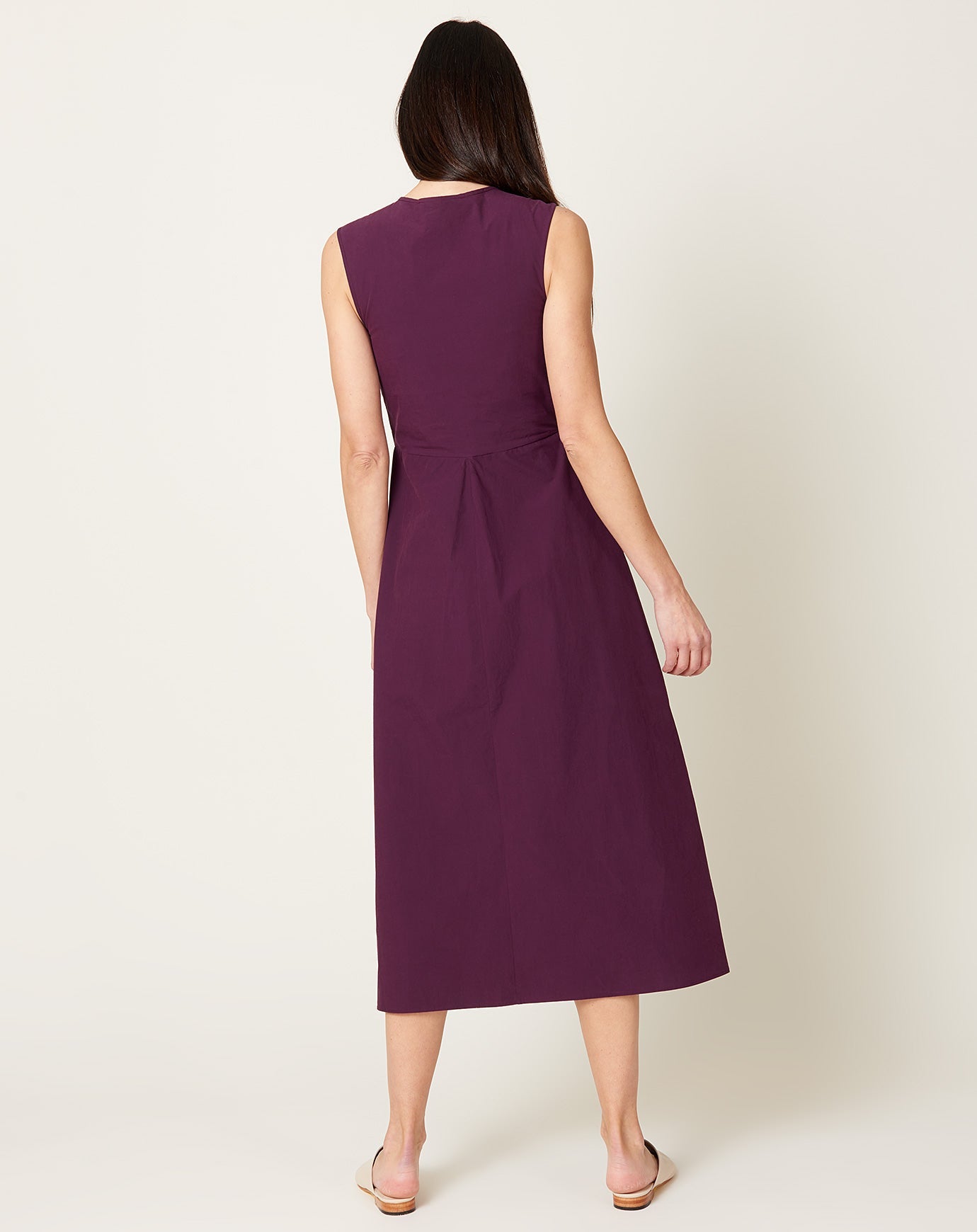 Caron Callahan Roxanne Dress in Aubergine Poplin