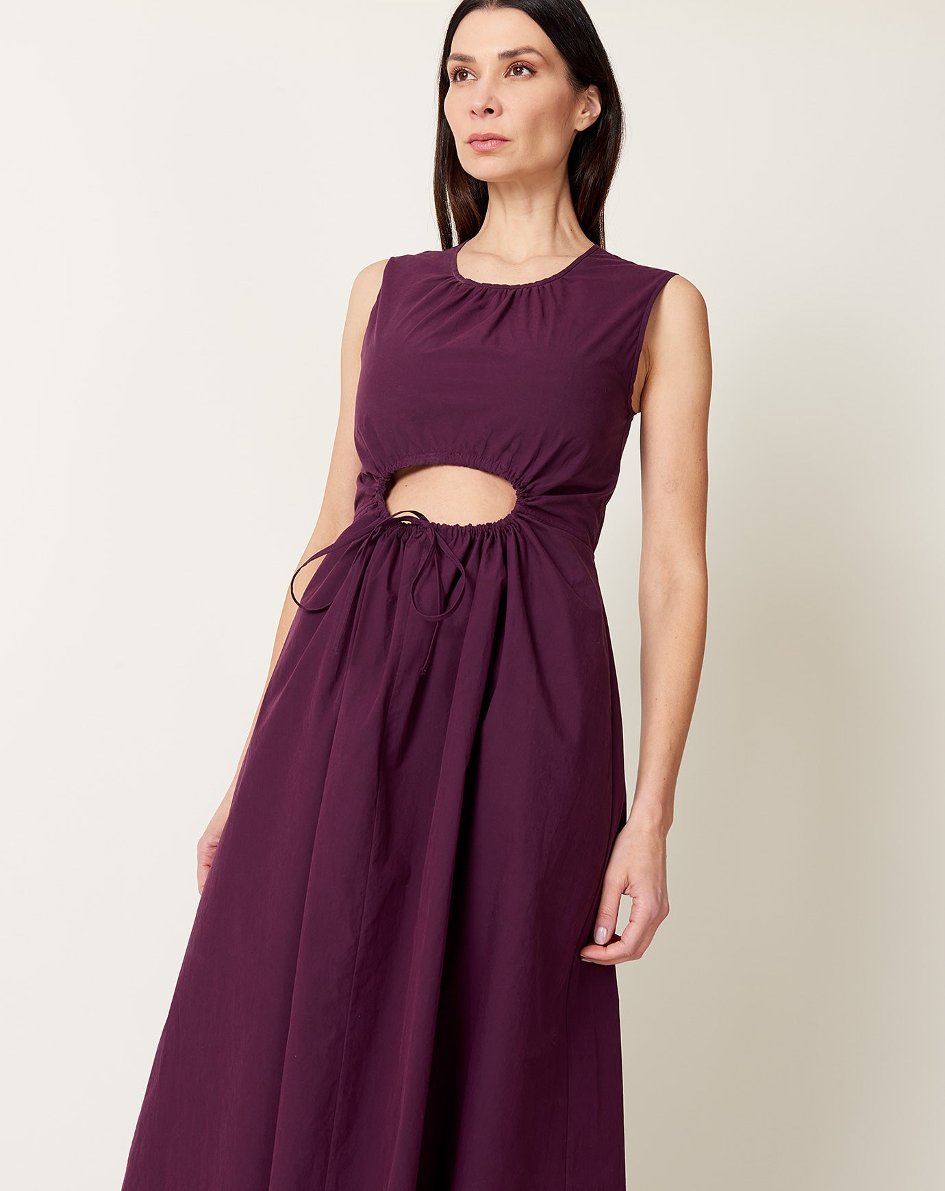 Caron Callahan Roxanne Dress in Aubergine Poplin