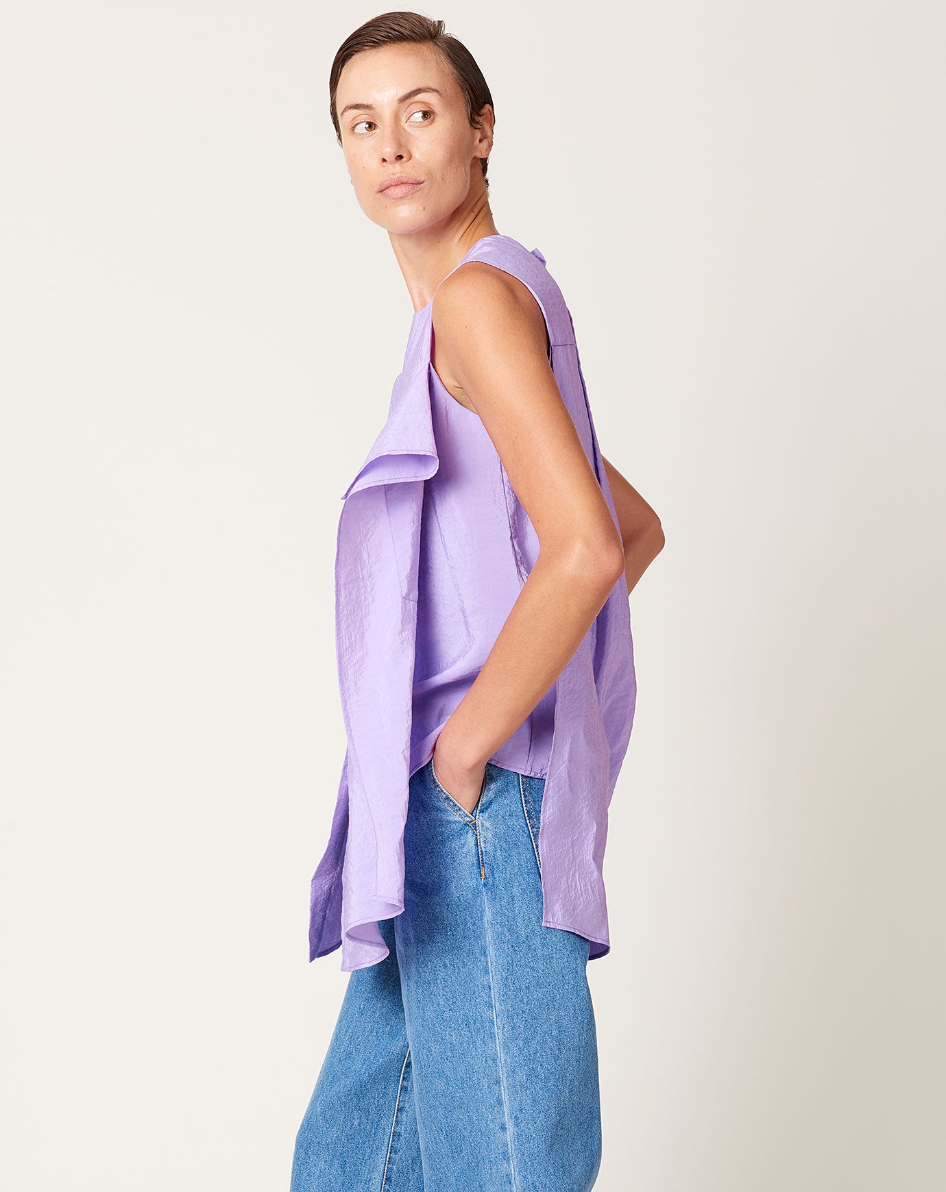 Christian Wijnants Thea Deconstructed Shirt in Violet