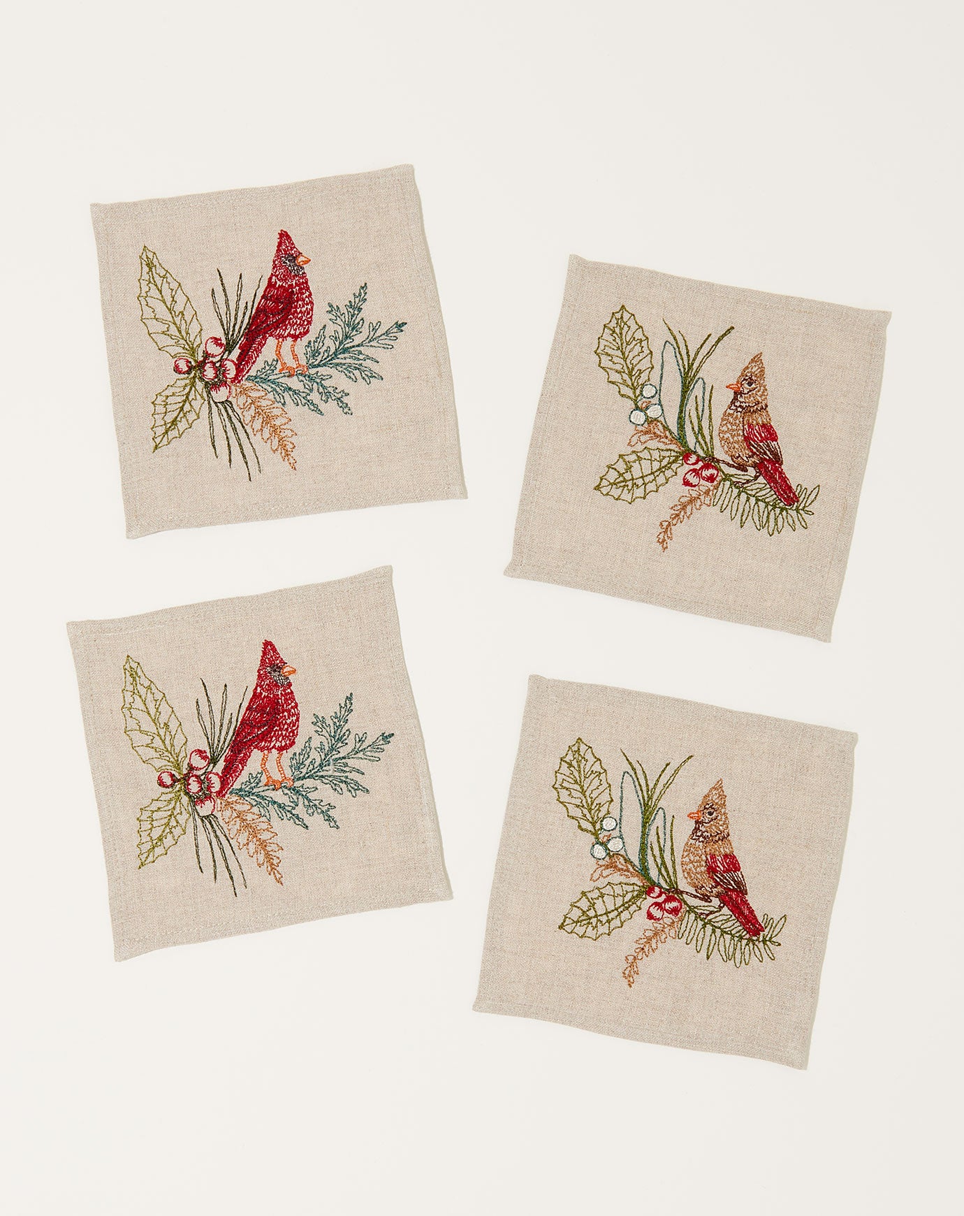 Coral & Tusk Christmas Cardinals Cocktail Napkin