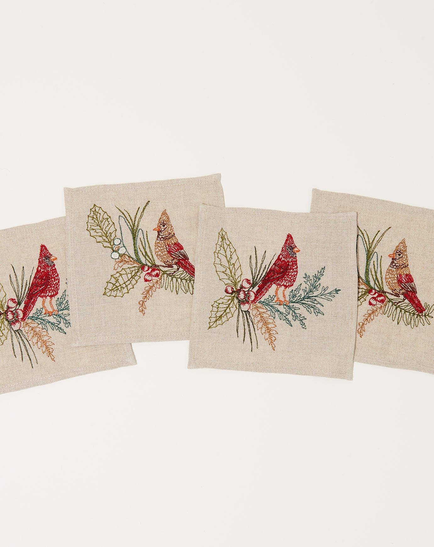 Coral & Tusk Christmas Cardinals Cocktail Napkin