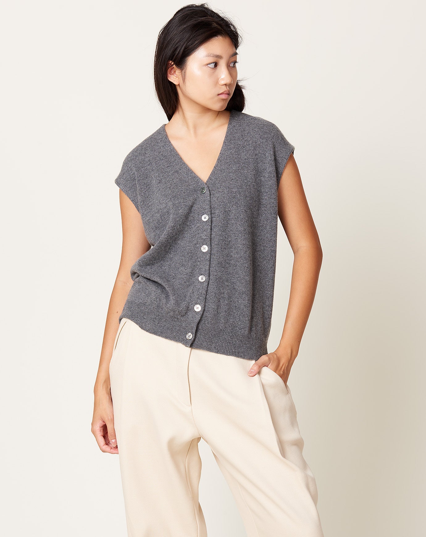 Demylee Bolt Vest in Dark Heather Grey