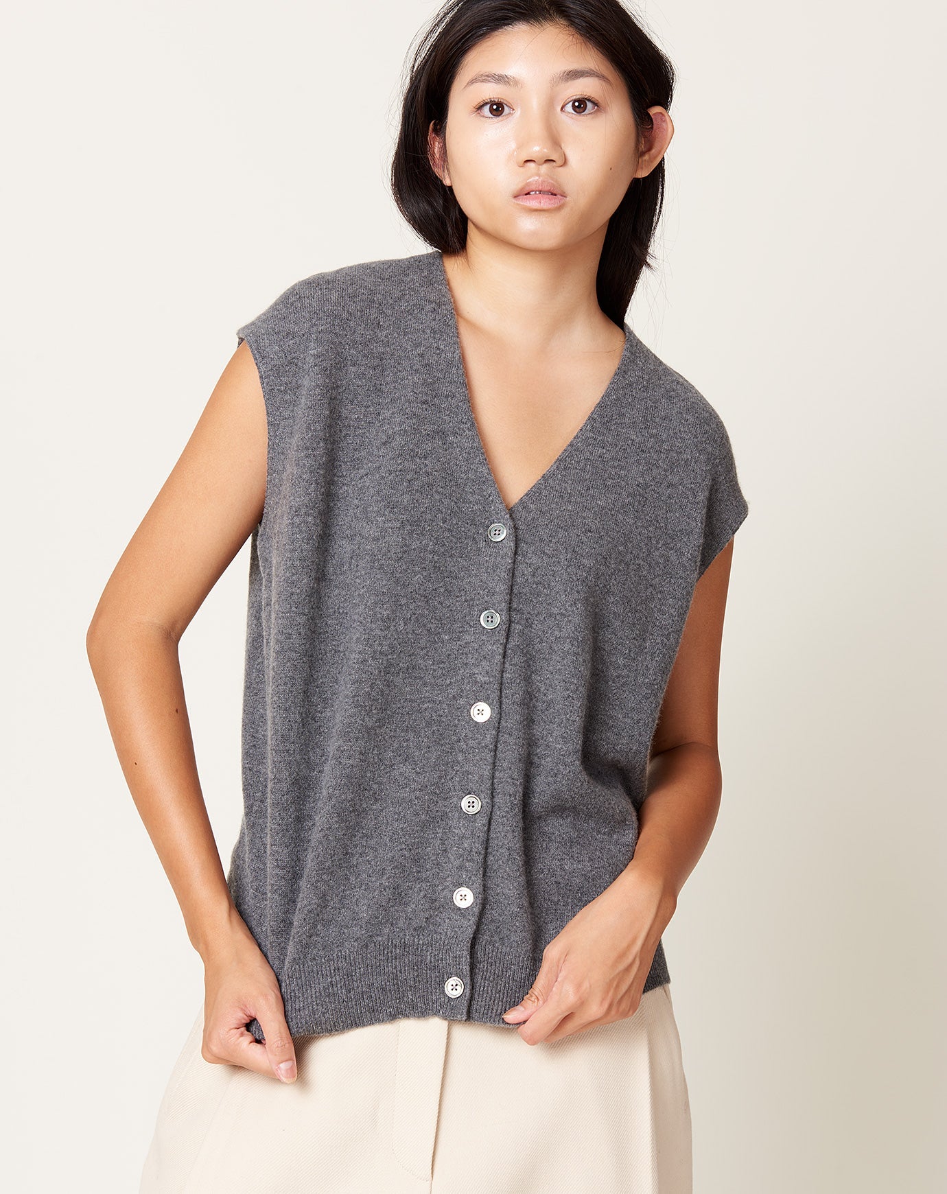 Demylee Bolt Vest in Dark Heather Grey