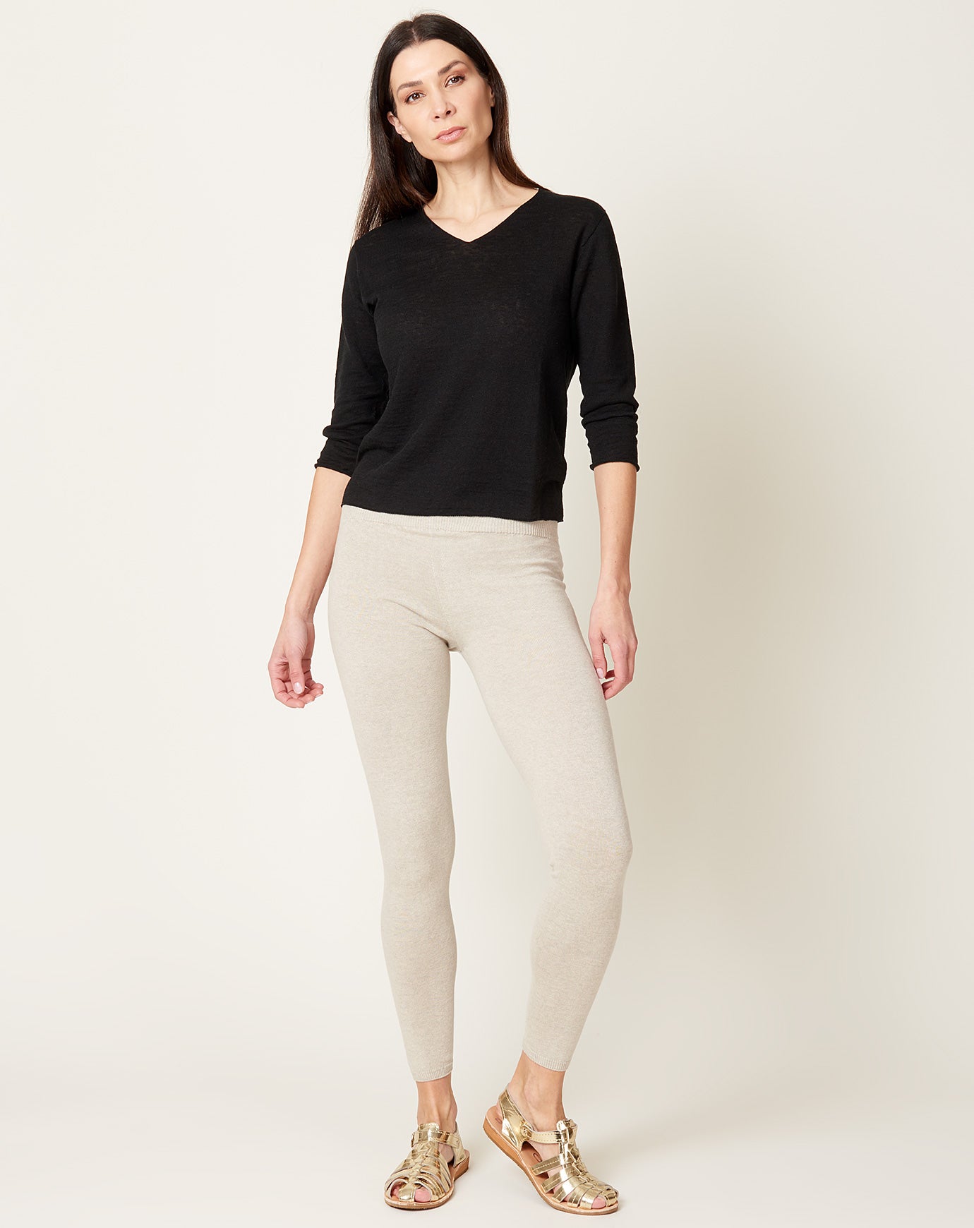 Evam Eva Recycle Cotton Leggings in Light Grey