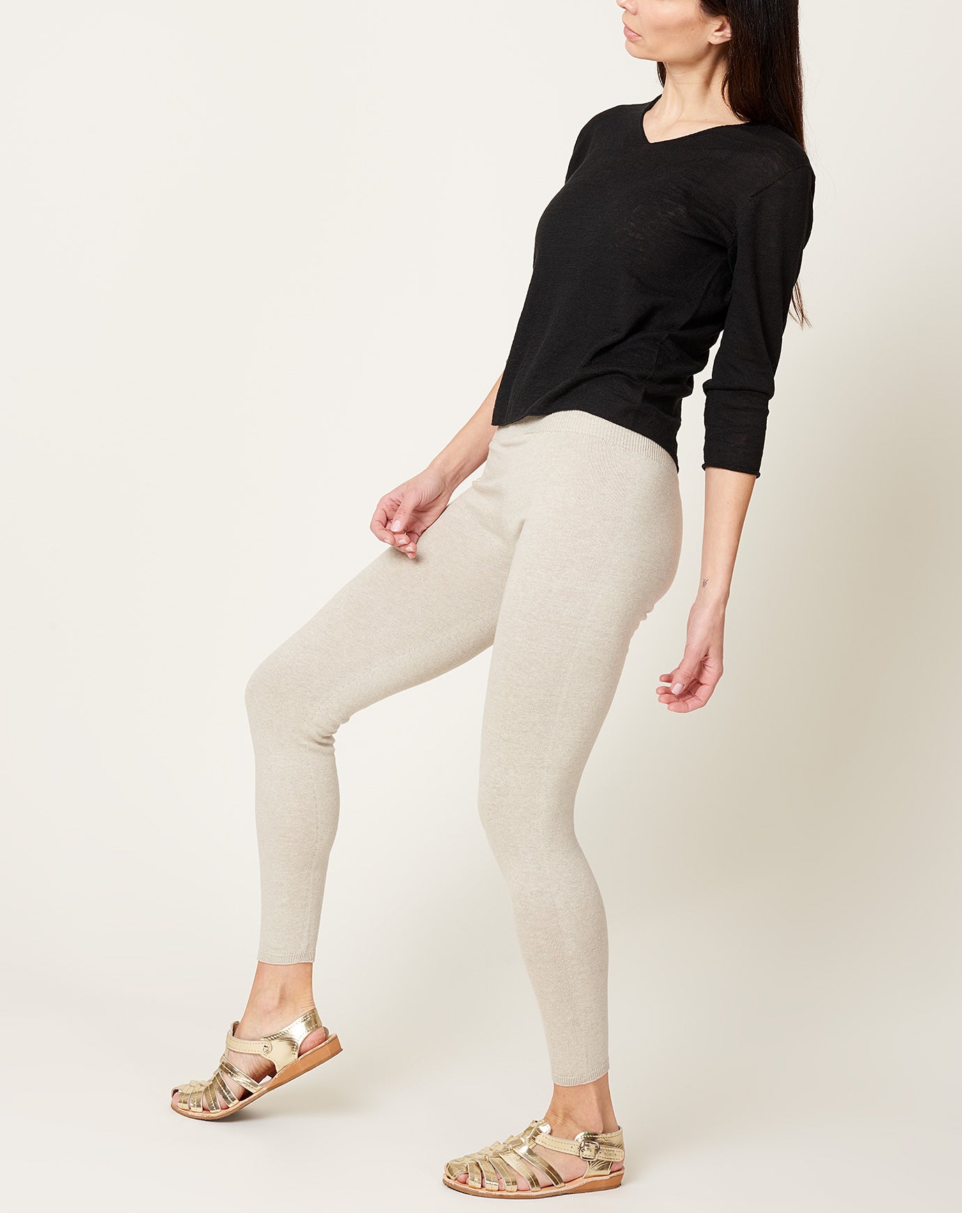 Evam Eva Recycle Cotton Leggings in Light Grey