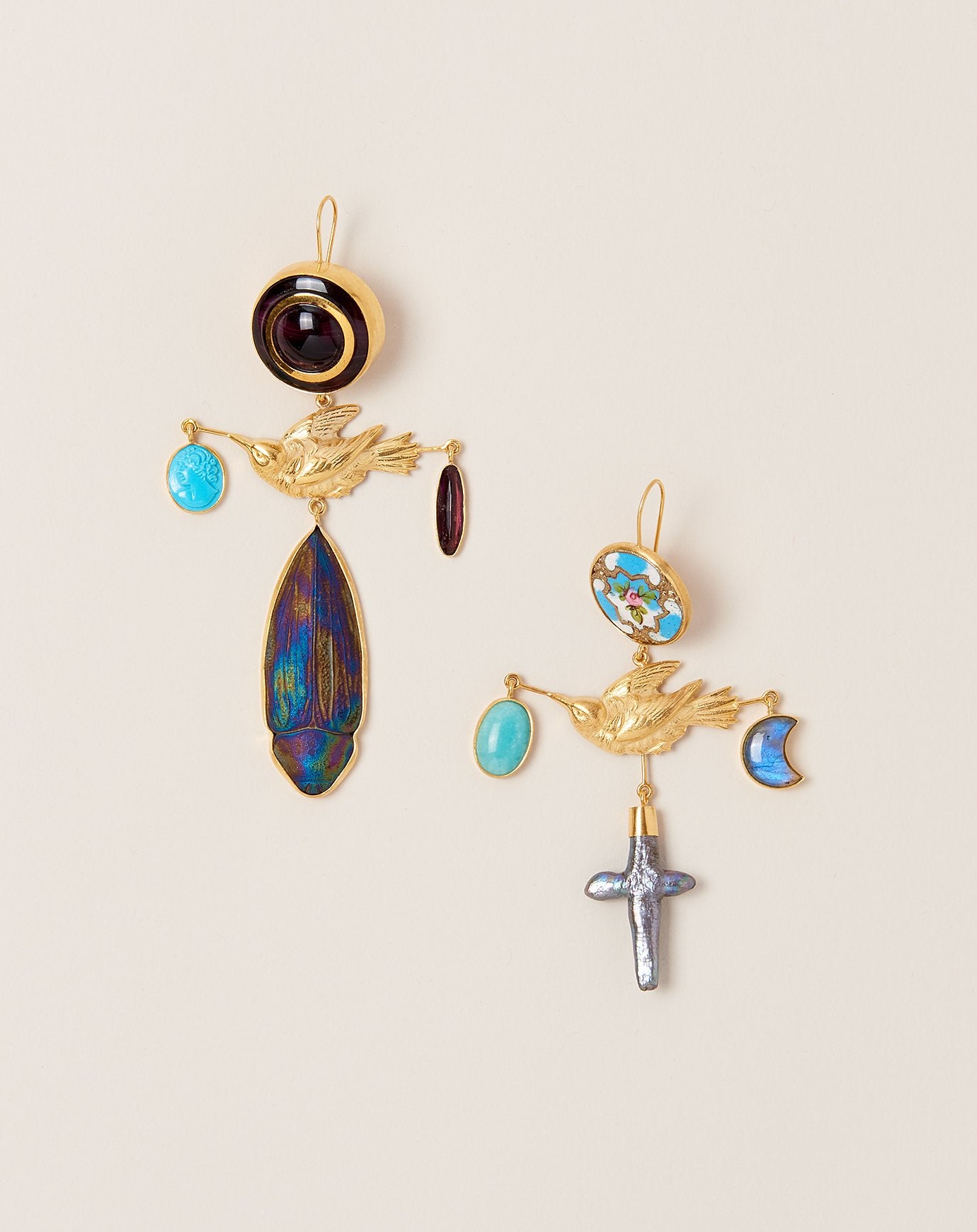 Grainne Morton Bird Cross Drop Earrings