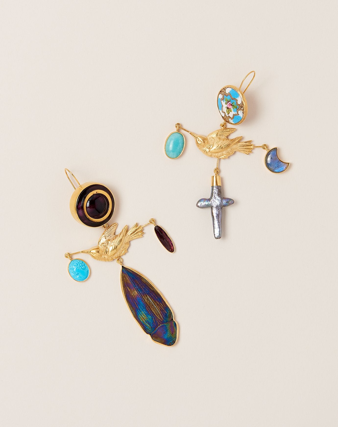 Grainne Morton Bird Cross Drop Earrings