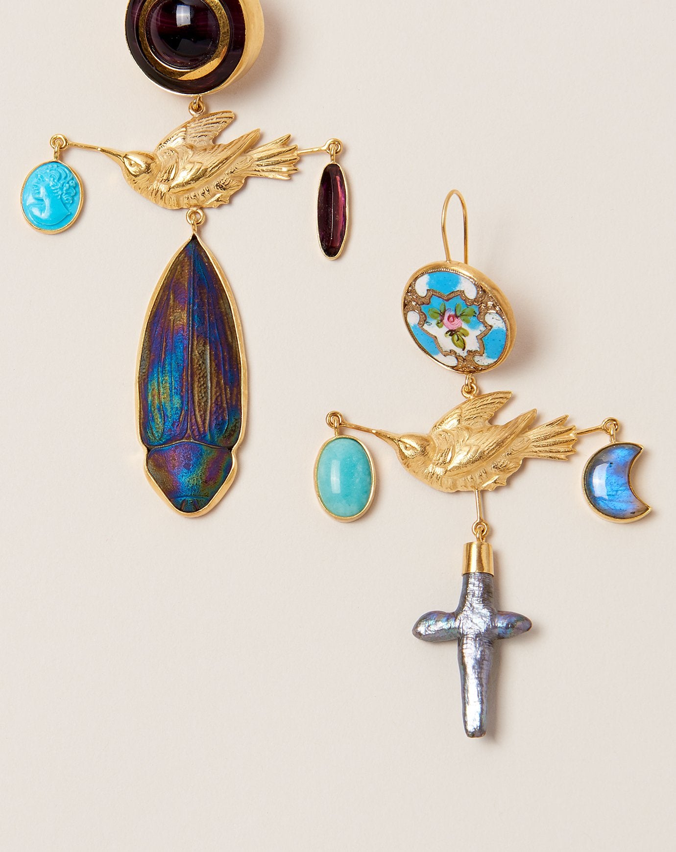 Grainne Morton Bird Cross Drop Earrings