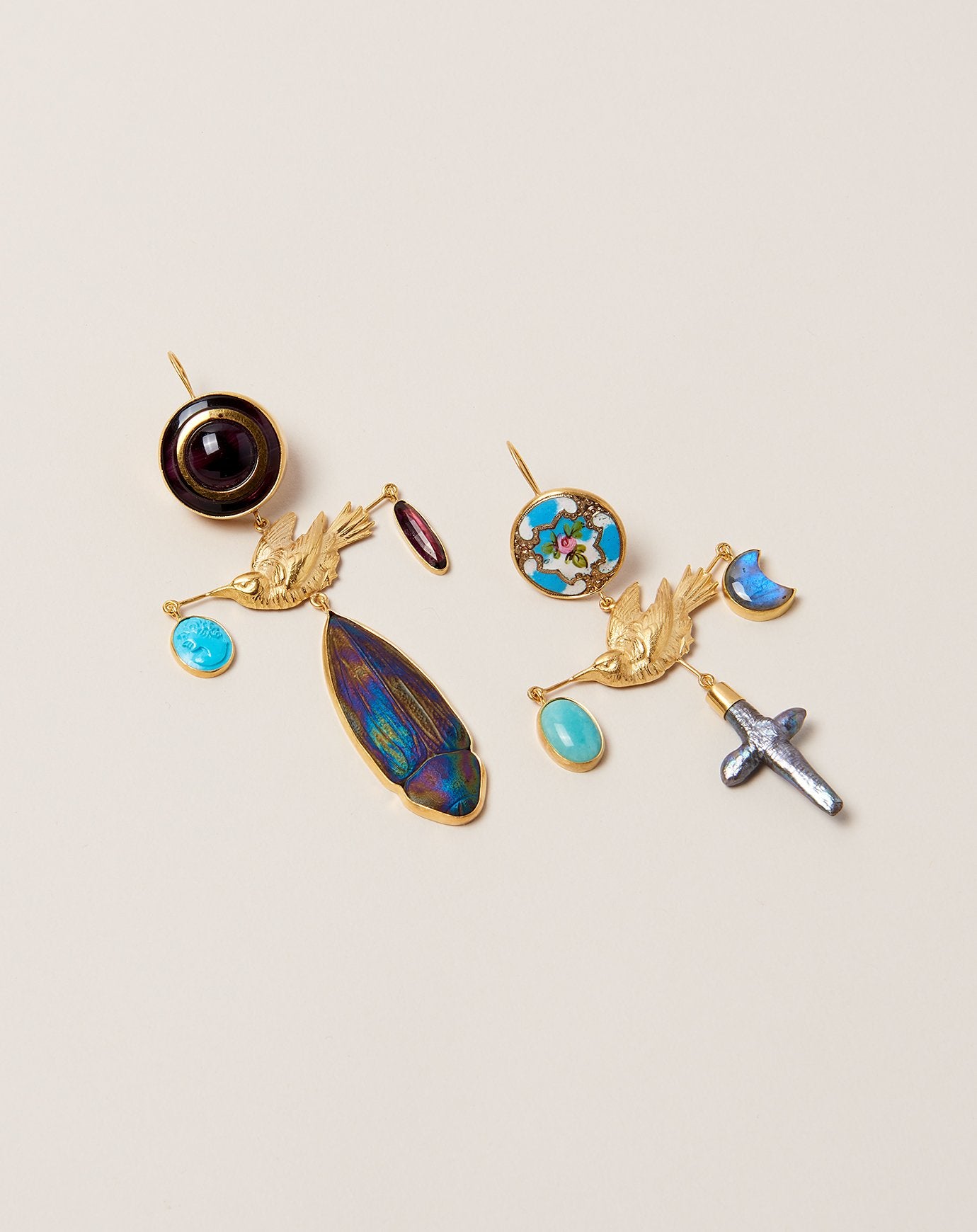 Grainne Morton Bird Cross Drop Earrings