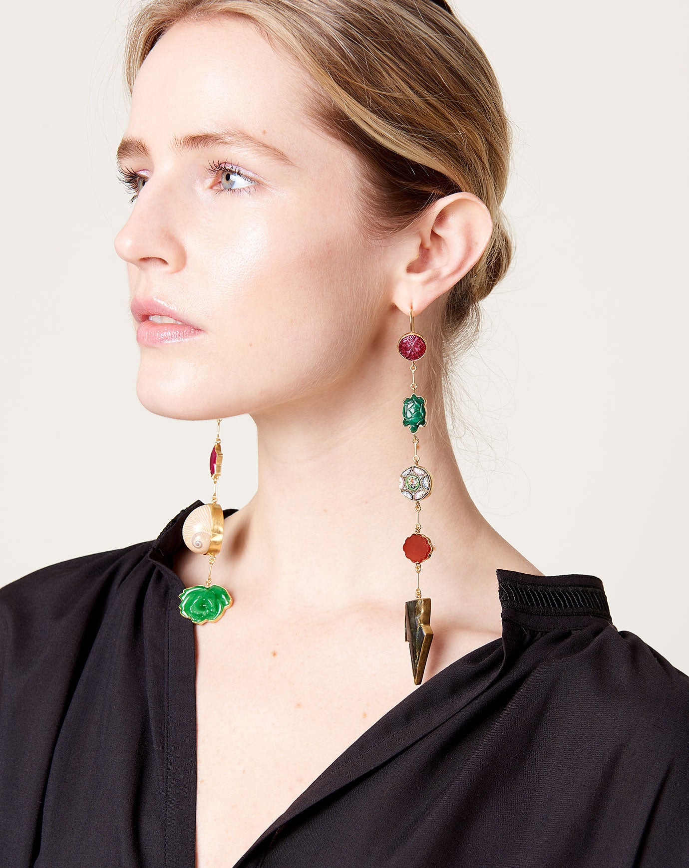 Grainne Morton Long Lightening & Flower Drop Earrings