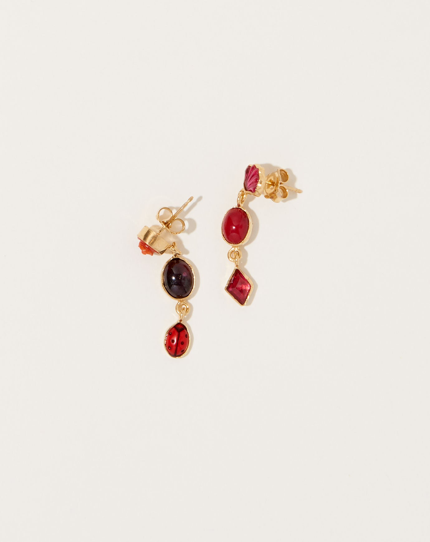 Grainne Morton Garnet Three Charm Moving Drop Earrings