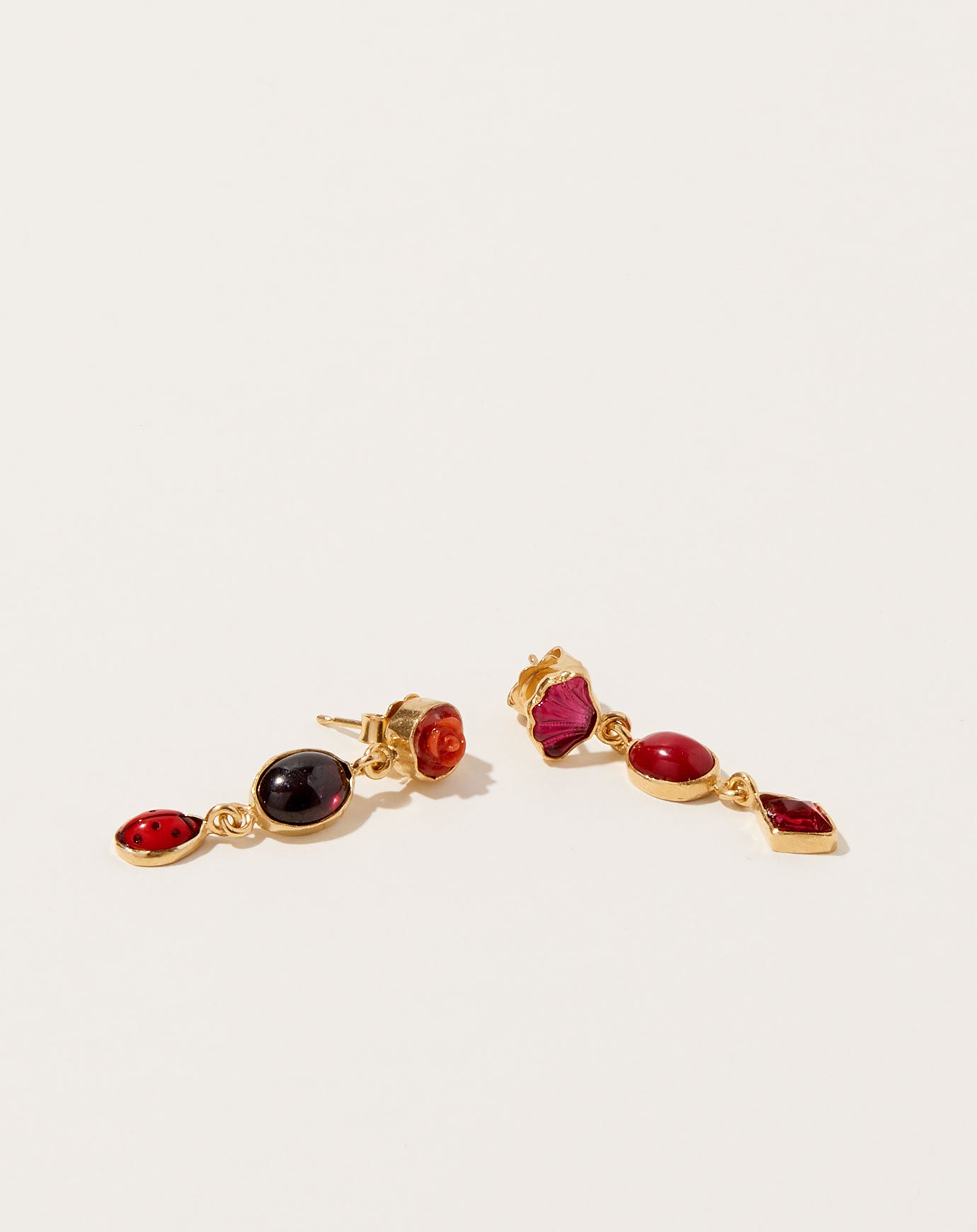 Grainne Morton Garnet Three Charm Moving Drop Earrings