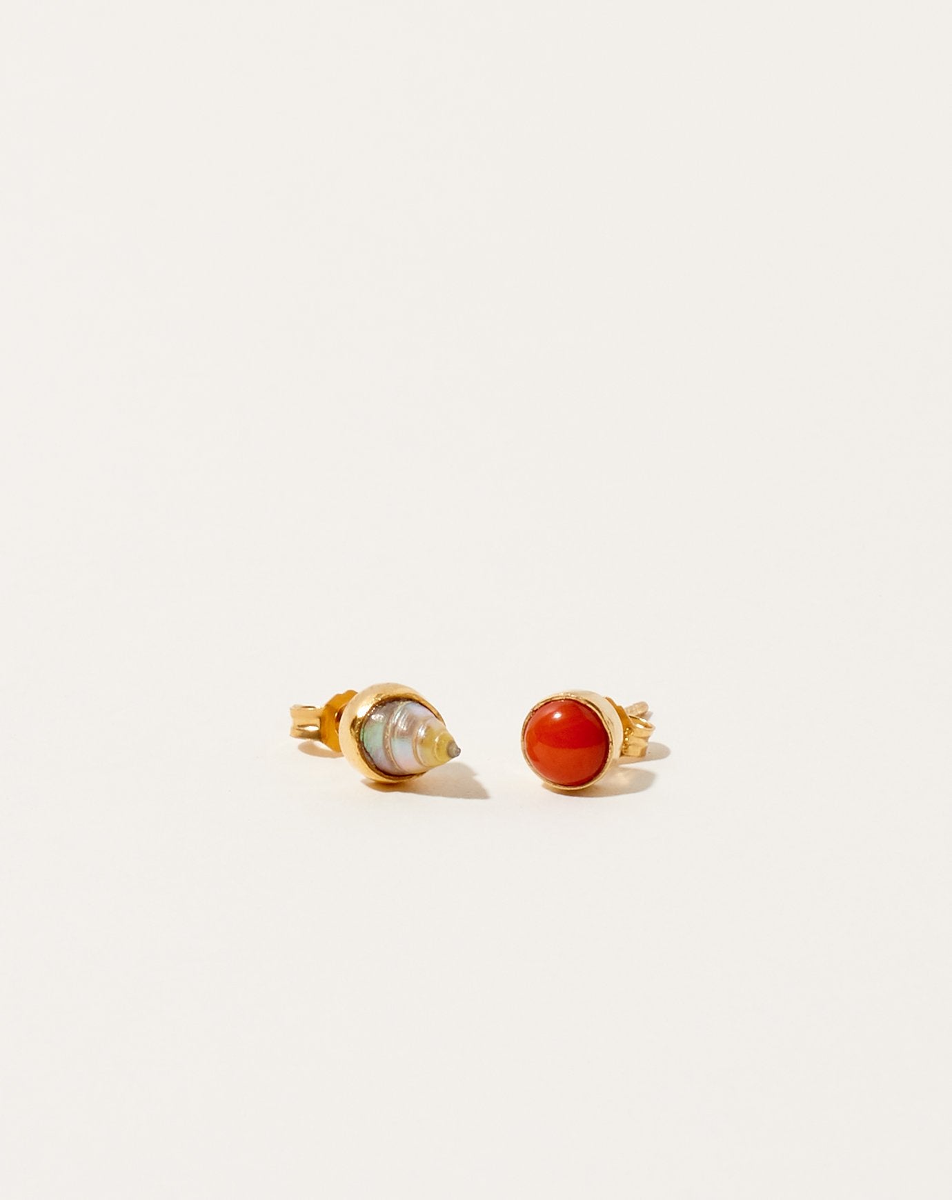 Grainne Morton Mismatched Shell and Coral Studs