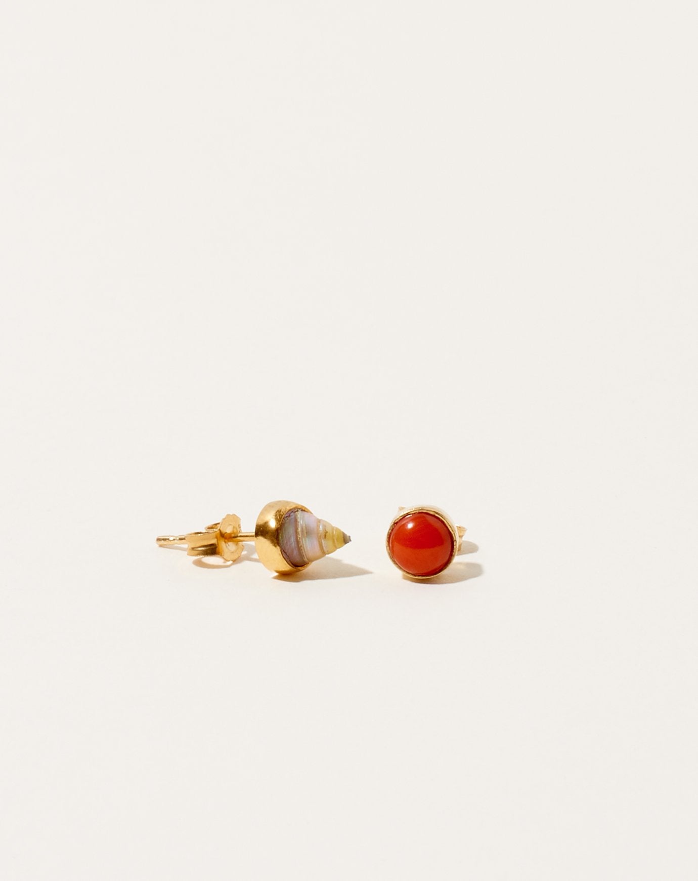 Grainne Morton Mismatched Shell and Coral Studs