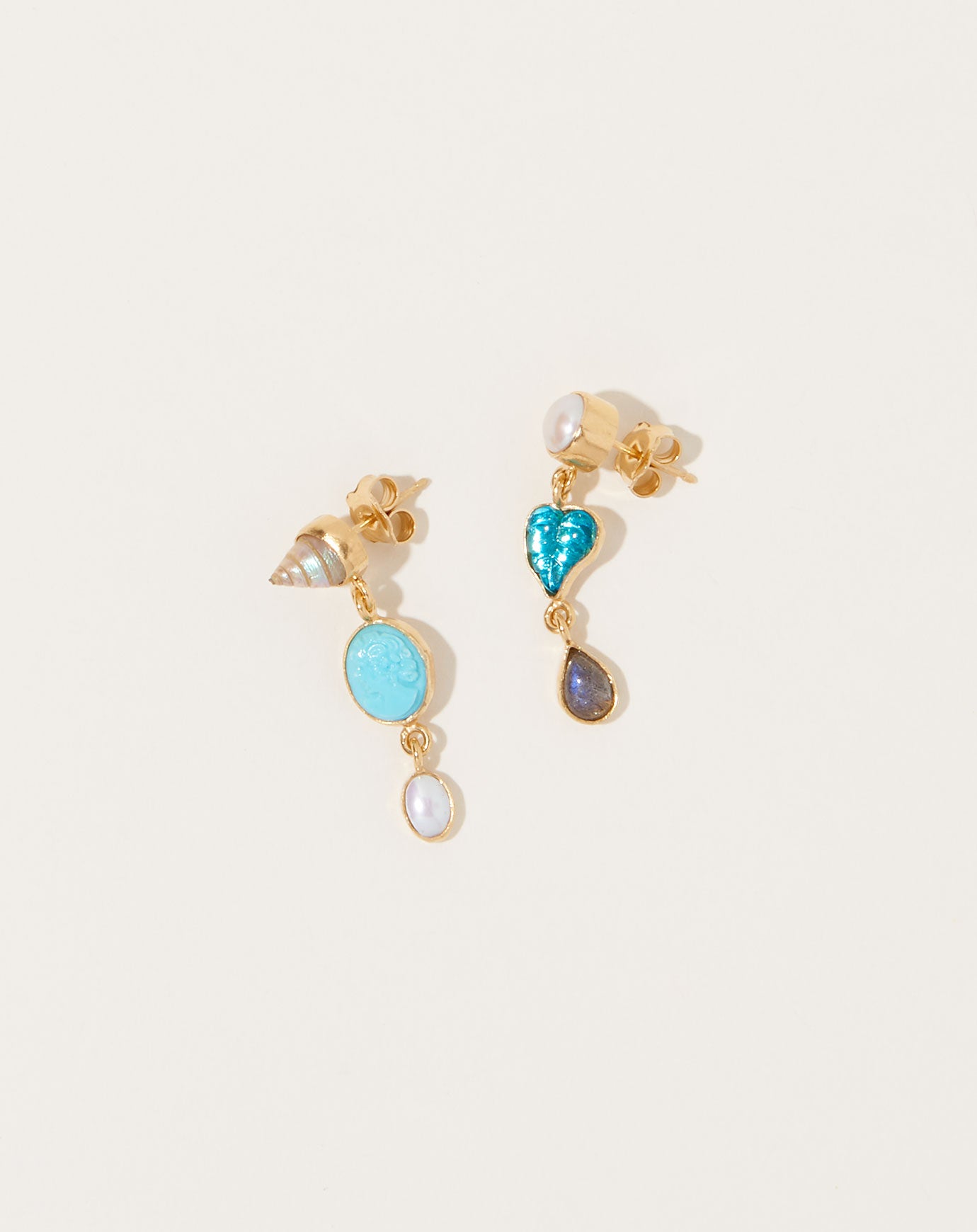 Grainne Morton Turquoise Three Charm Moving Drop Earrings