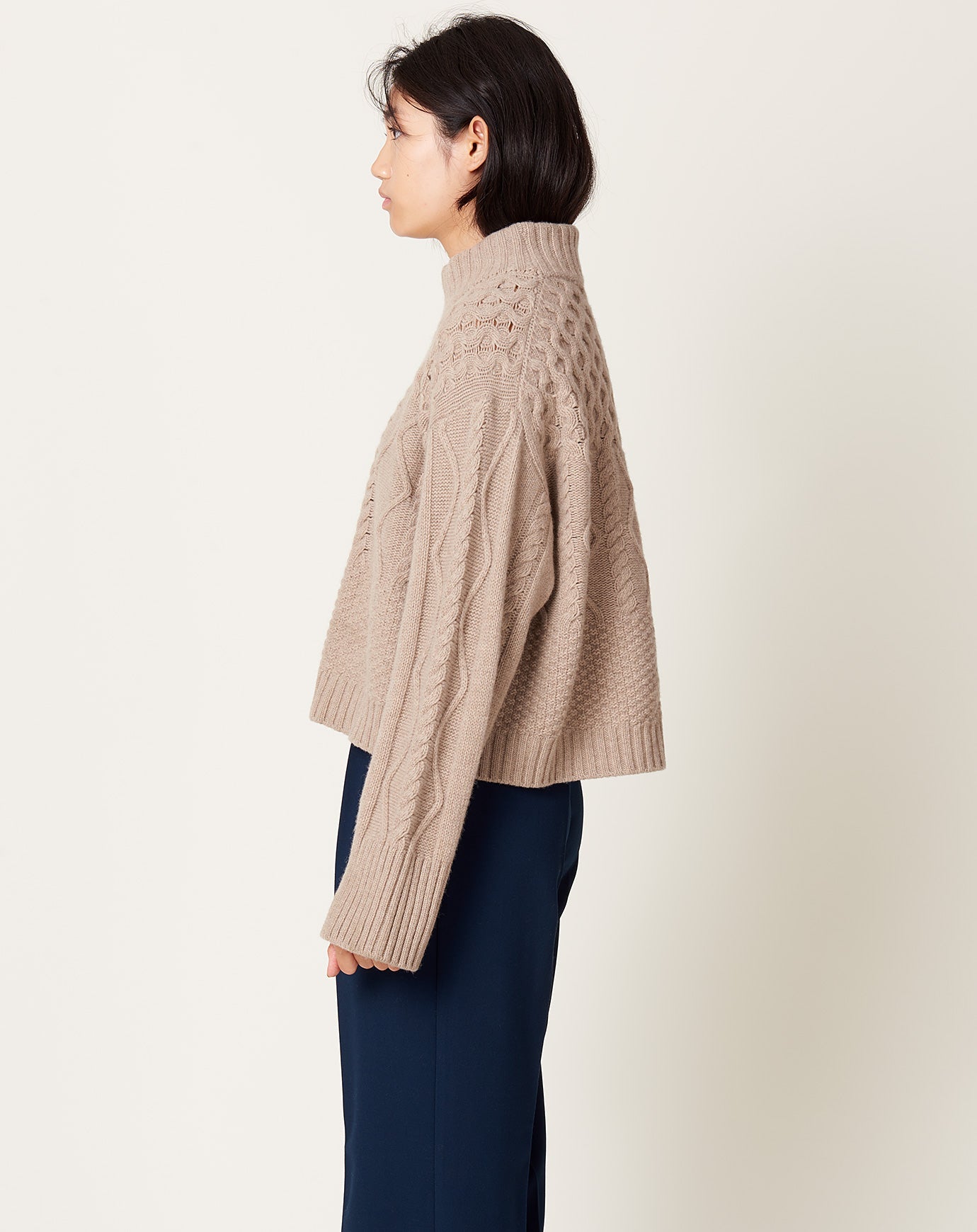 Kallmeyer Cropped Chalet Sweater in Oatmeal