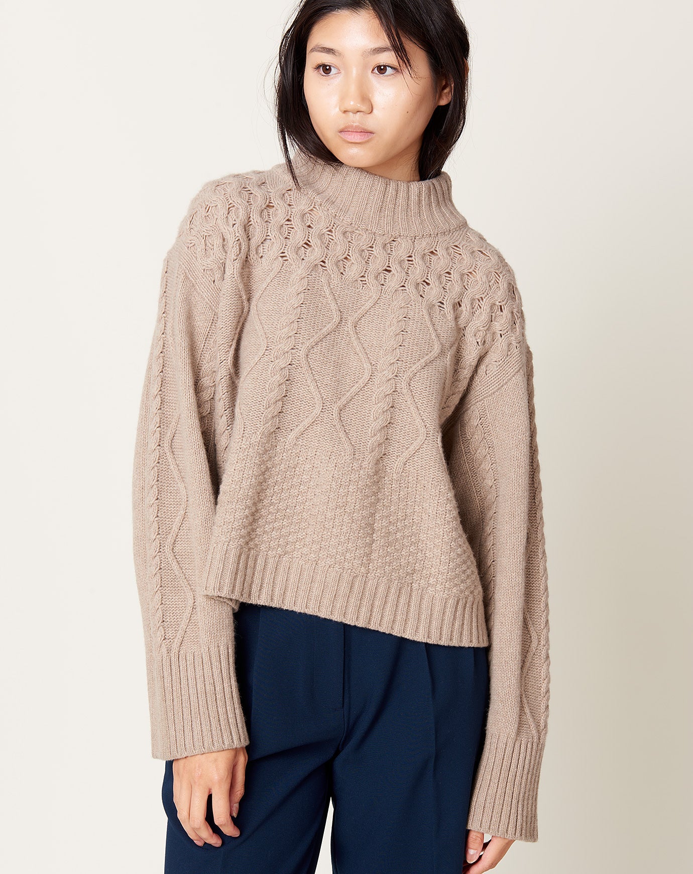 Kallmeyer Cropped Chalet Sweater in Oatmeal