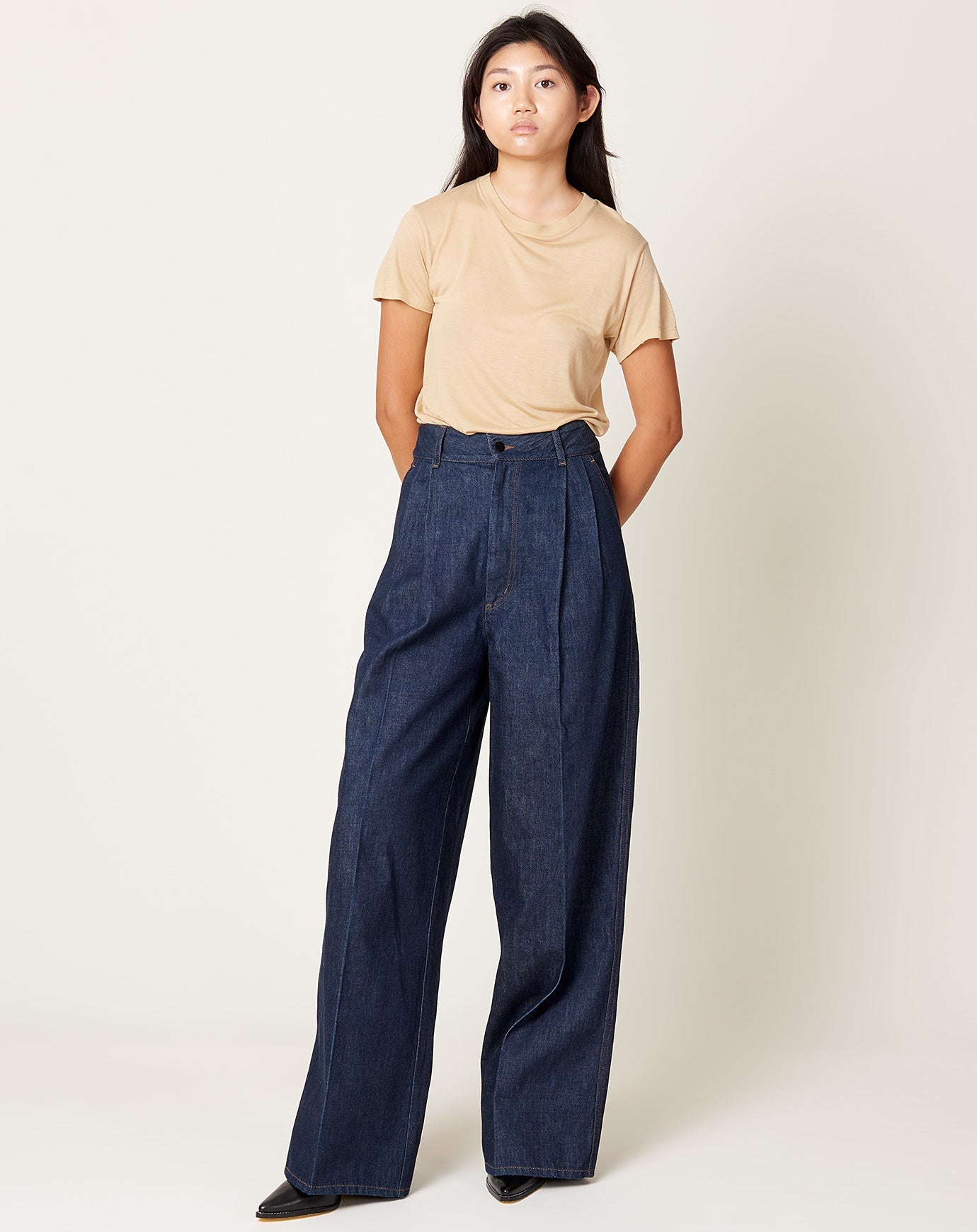 Kallmeyer Deep Pocket Wide Leg Jean in Raw Indigo