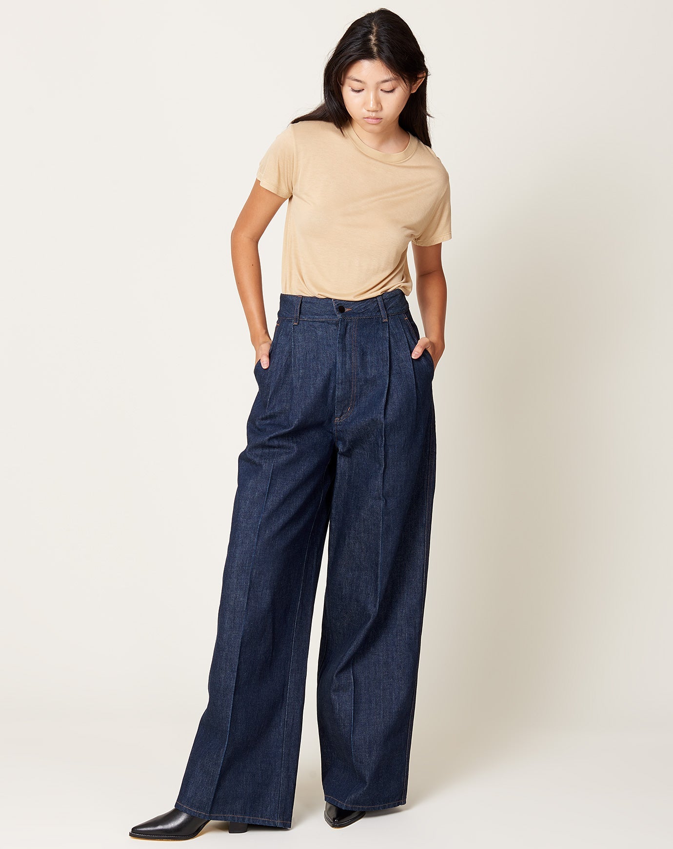 Kallmeyer Deep Pocket Wide Leg Jean in Raw Indigo