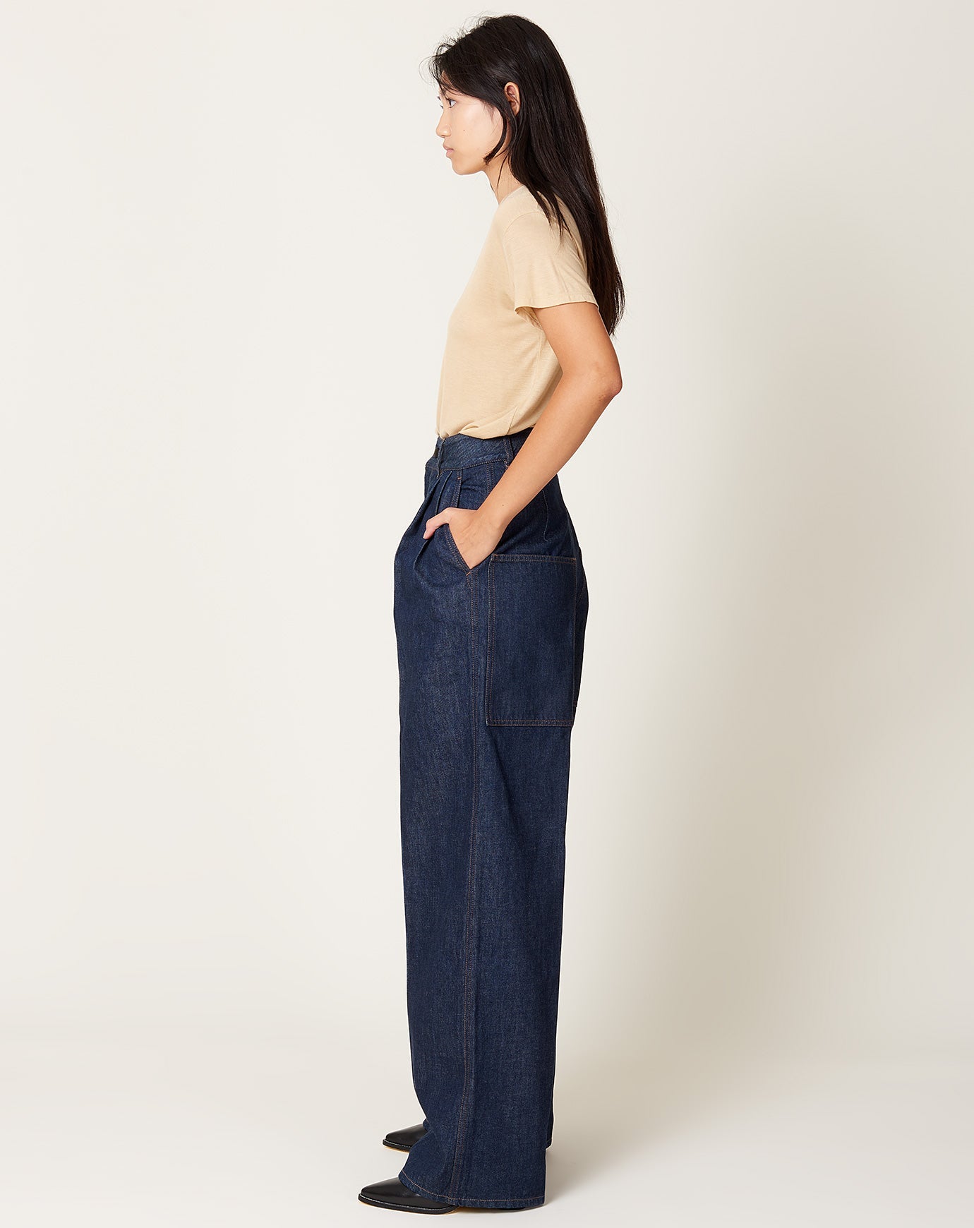 Kallmeyer Deep Pocket Wide Leg Jean in Raw Indigo