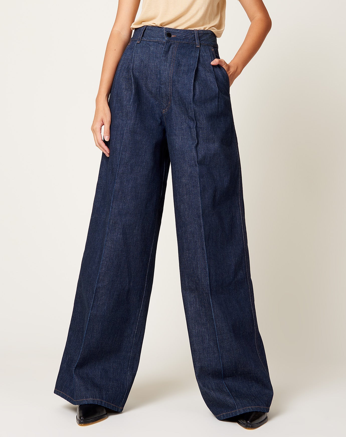 Kallmeyer Deep Pocket Wide Leg Jean in Raw Indigo