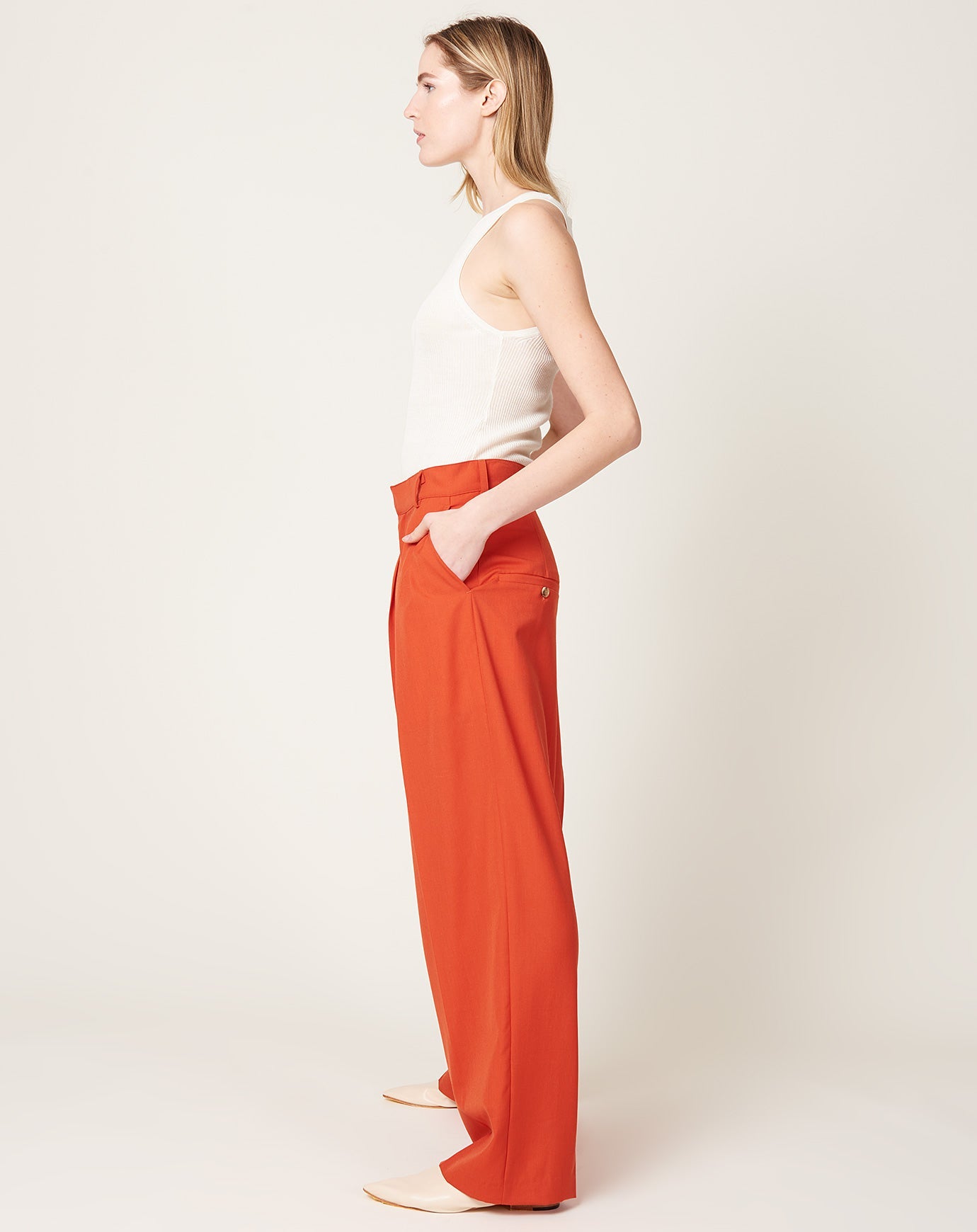 Kallmeyer Houghton Pleated Trouser in Tomato