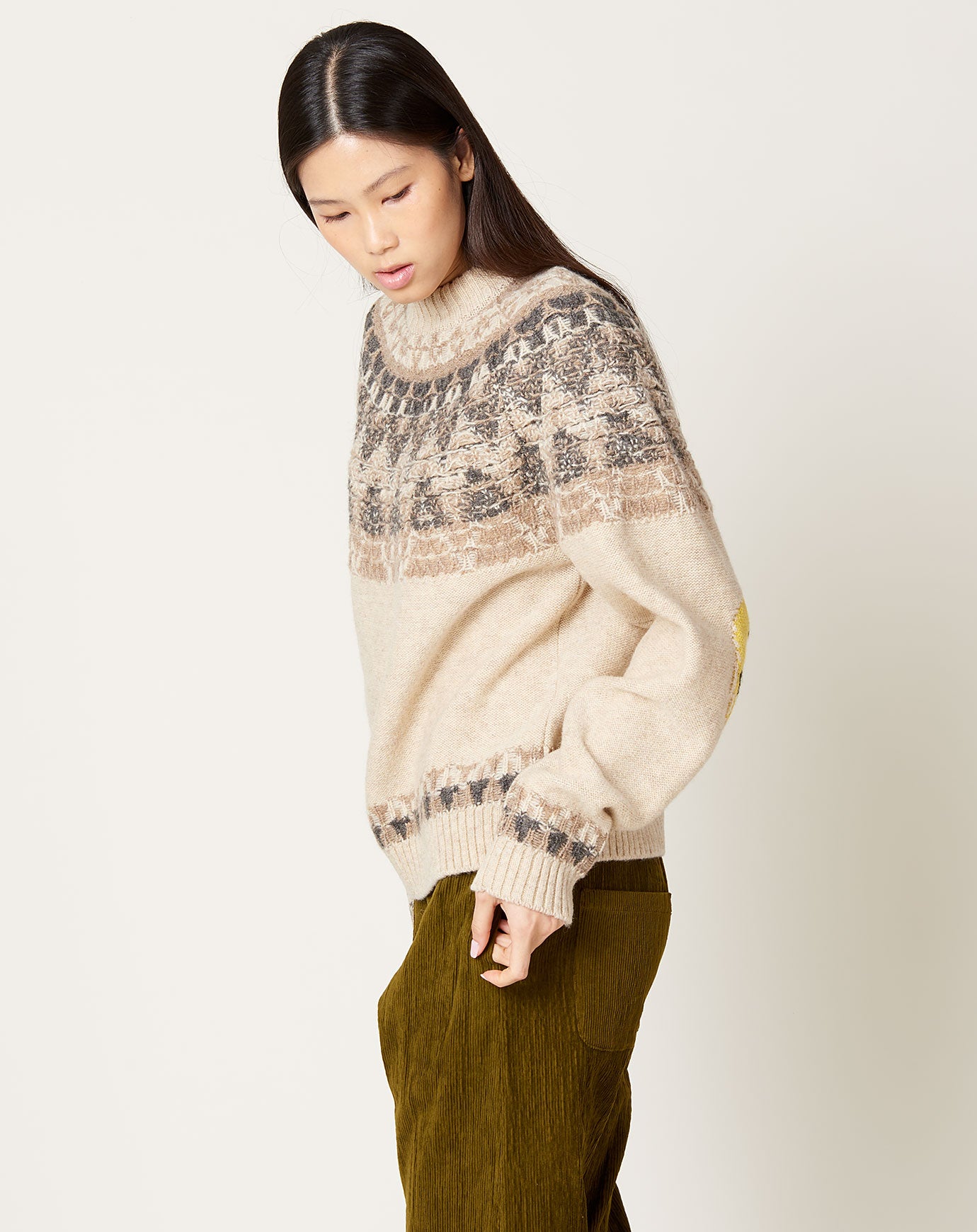 Kapital 5G Wool NORDIC SMILIE Patch Raglan Sweater