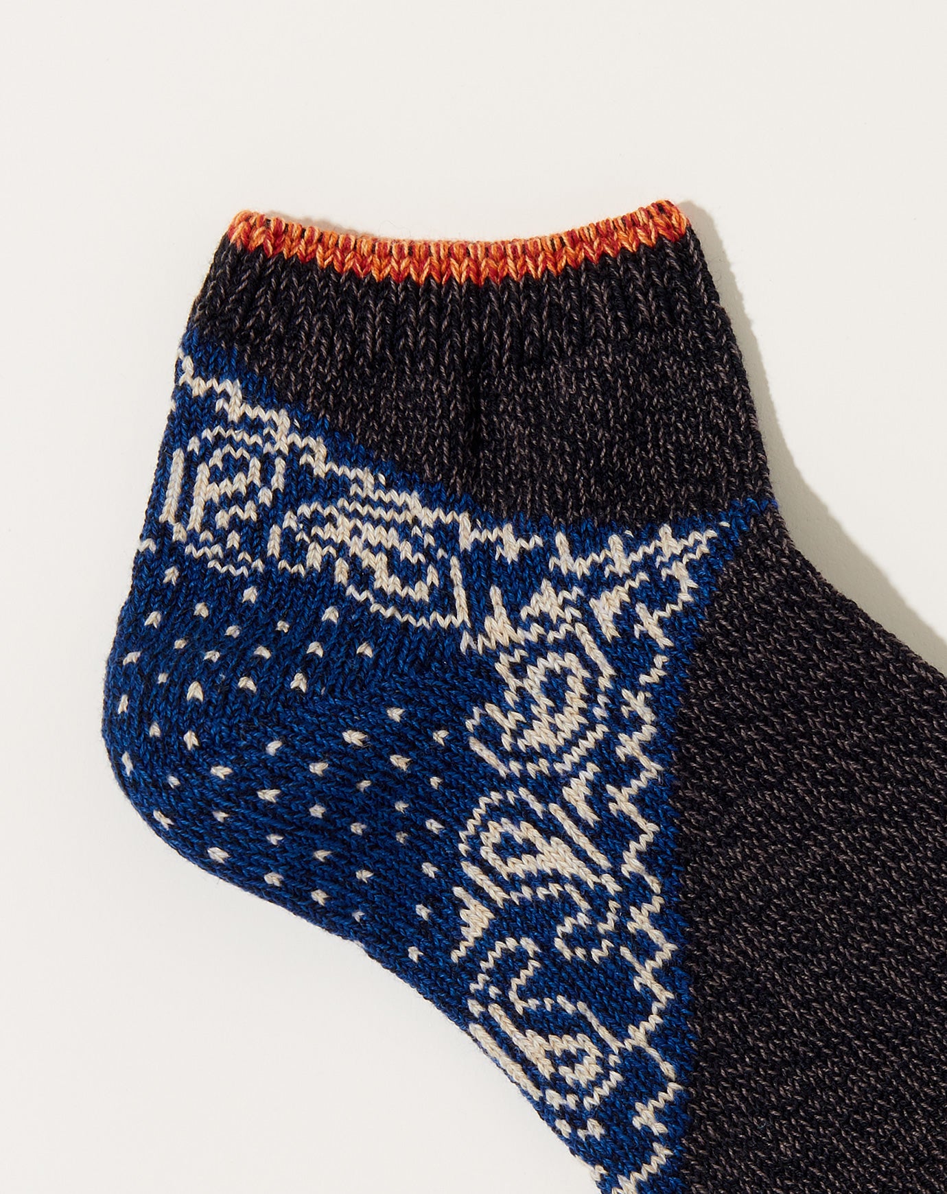 Kapital 96 Yarns Paisley Bandana Heel Ankle Socks in Black & Navy