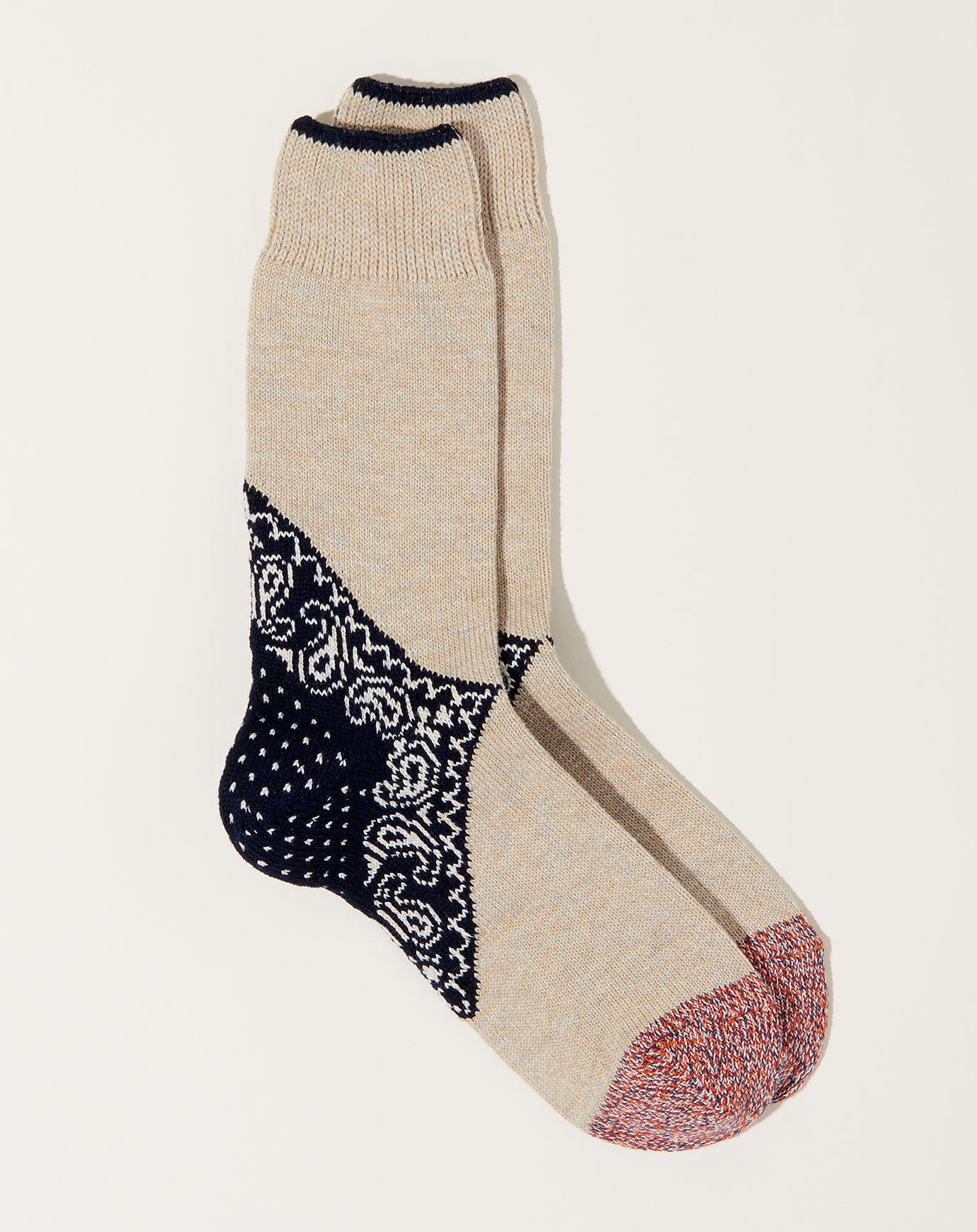 Kapital 96 Yarns Paisley Bandana Socks in Navy
