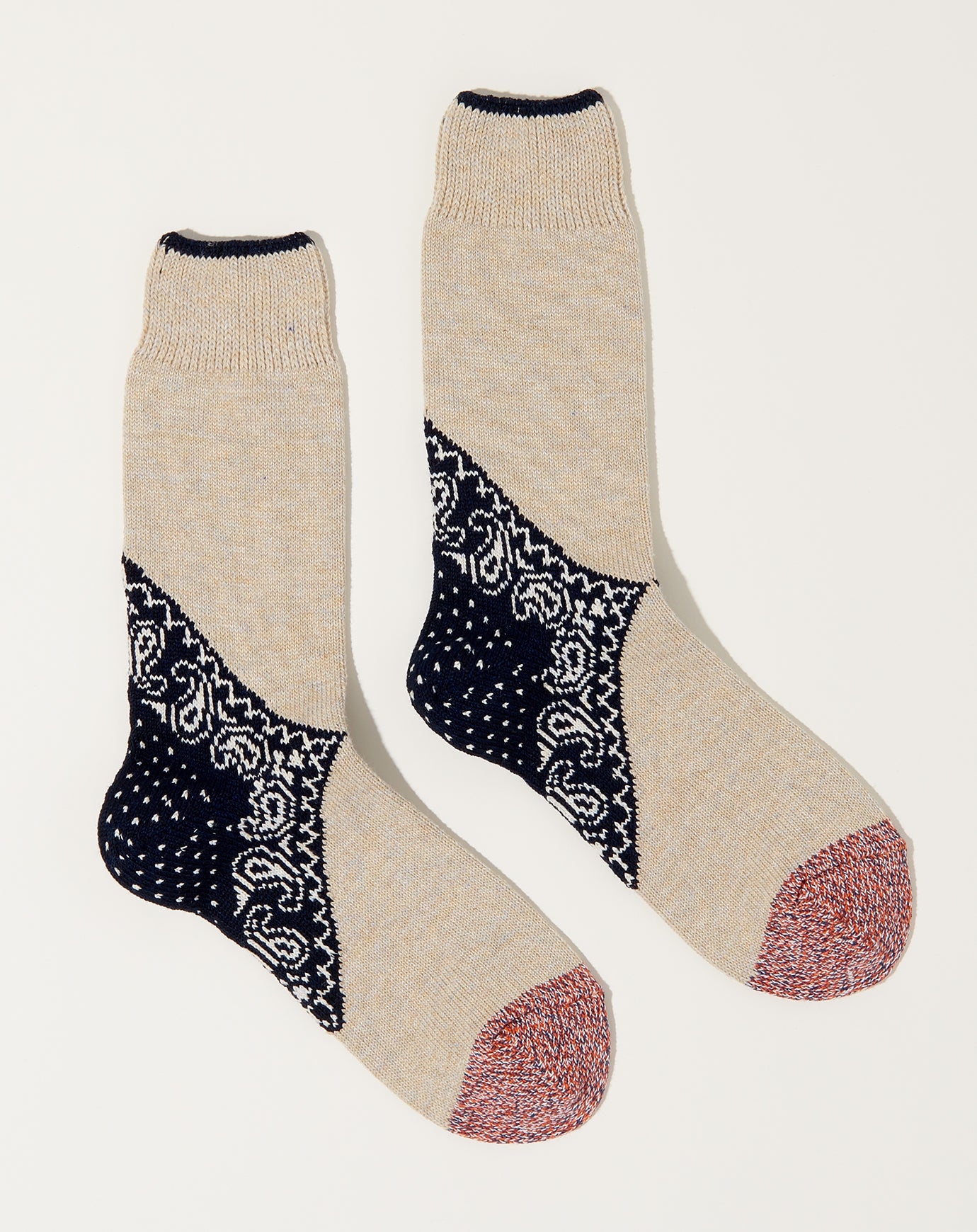 Kapital 96 Yarns Paisley Bandana Socks in Navy