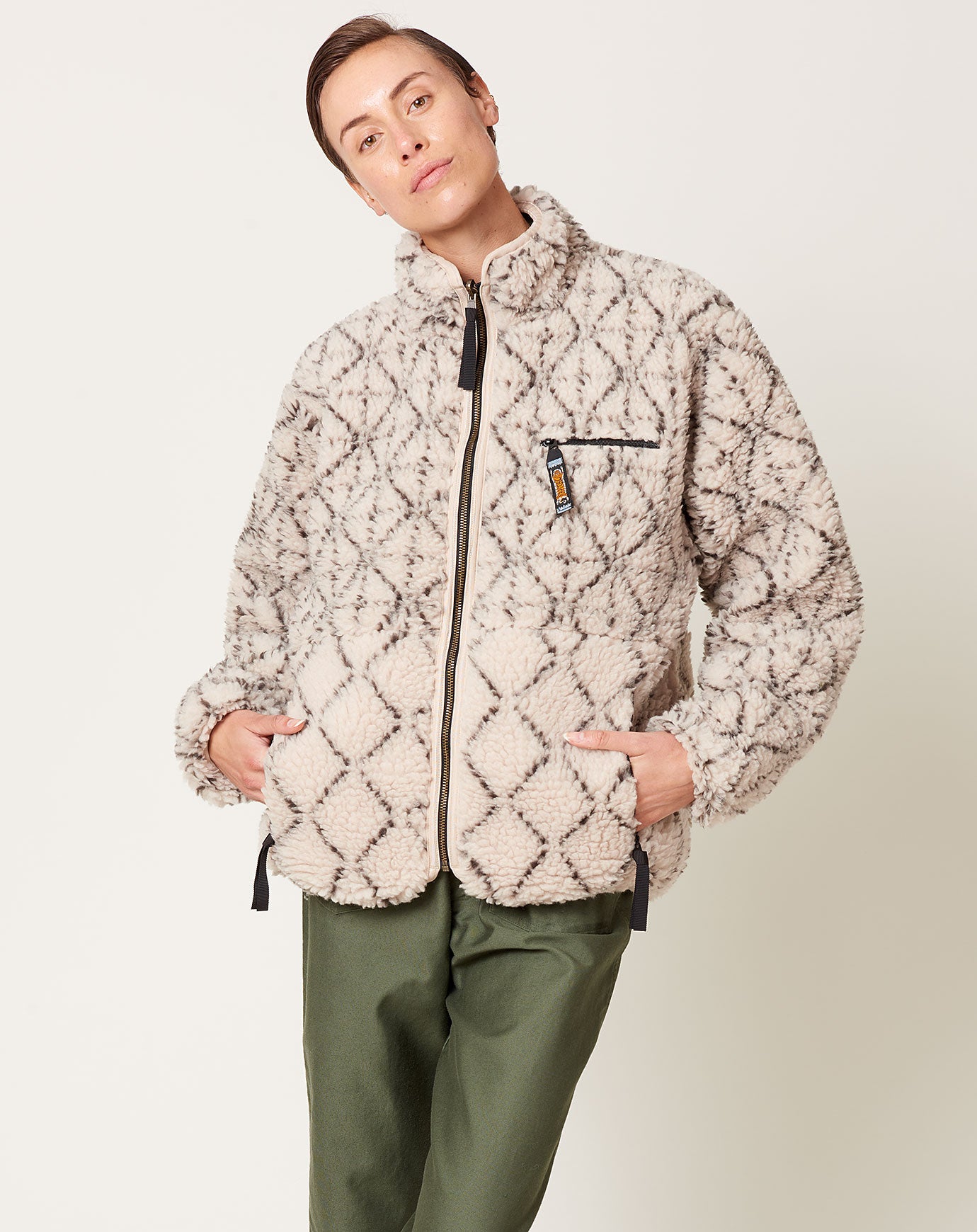 Kapital DO-GI SASHIKO BOA Fleece Reversible Blouson in Ecru