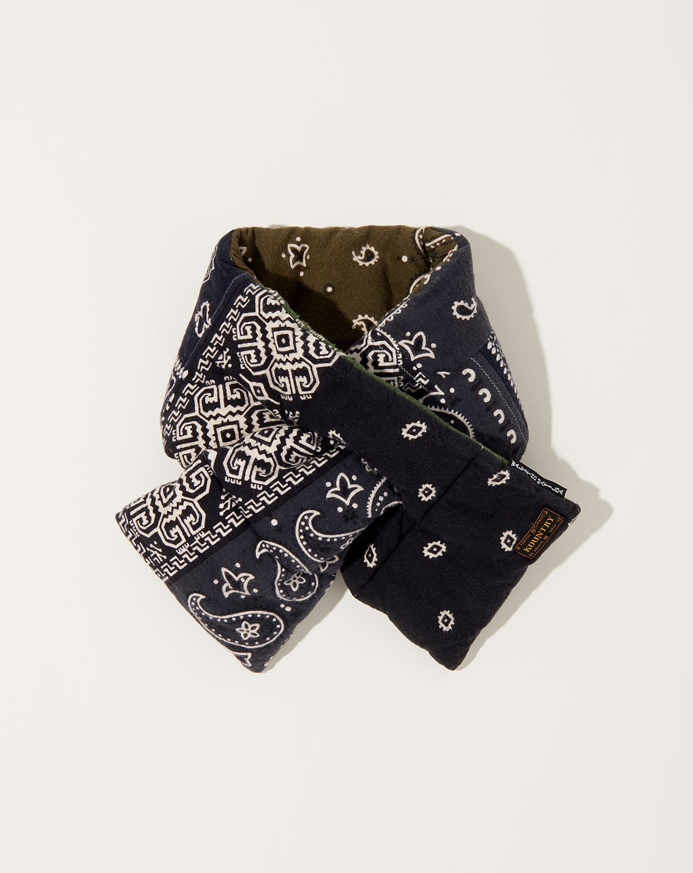 Kapital Flannel Reversible Bandana KESA Scarf in Khaki & Black