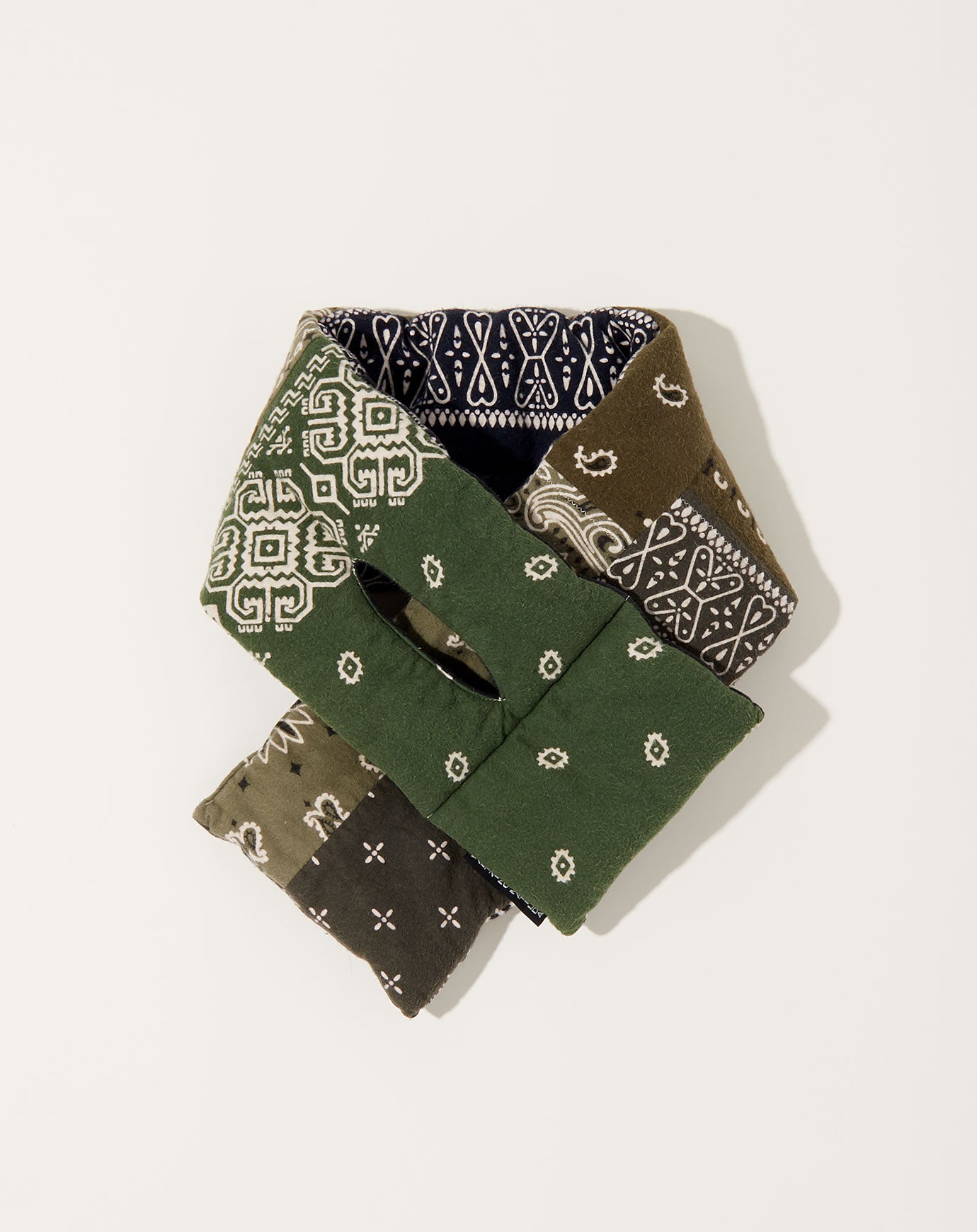 Kapital Flannel Reversible Bandana KESA Scarf in Khaki & Black