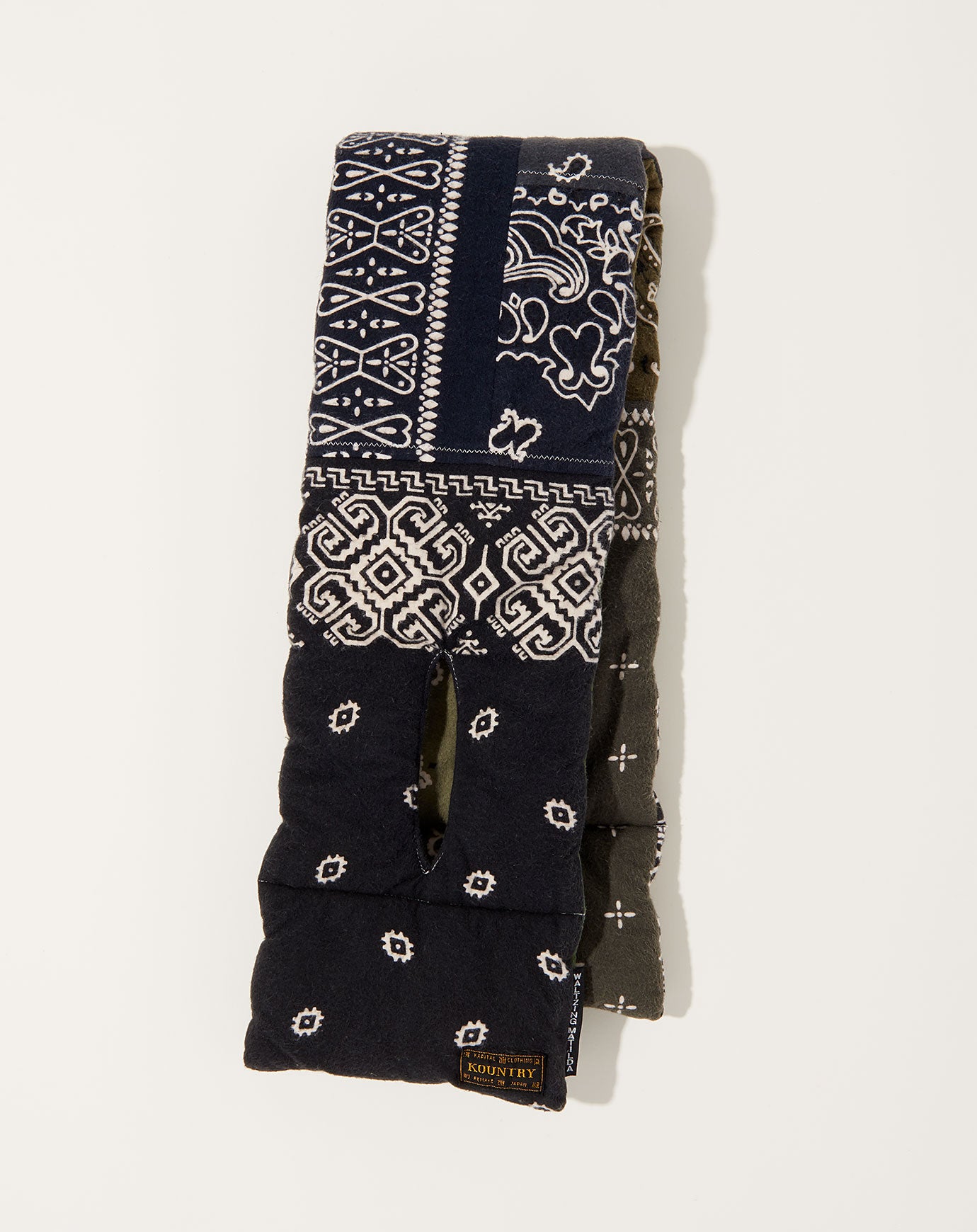 Kapital Flannel Reversible Bandana KESA Scarf in Khaki & Black