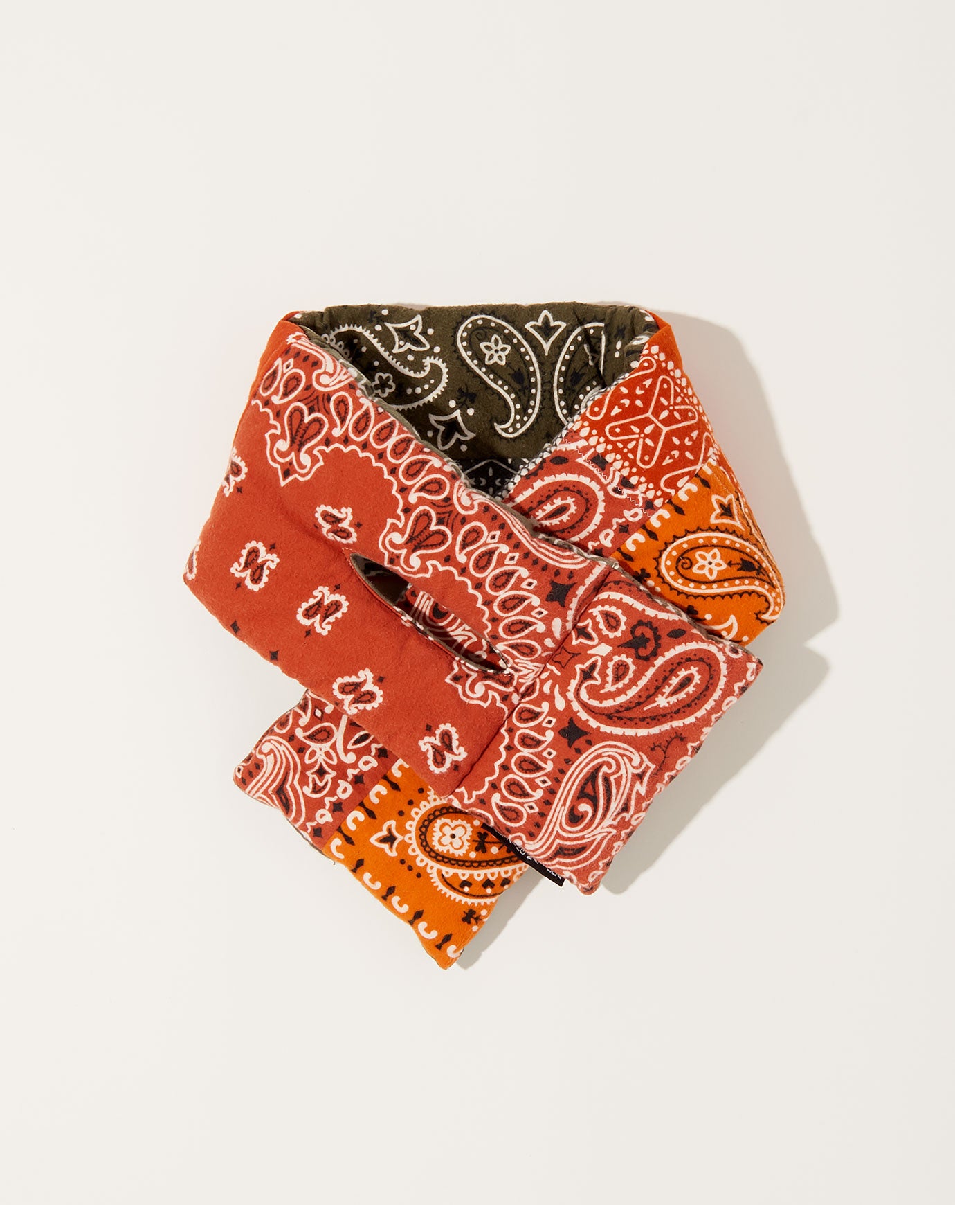 Kapital Flannel Reversible Bandana KESA Scarf in Khaki & Orange