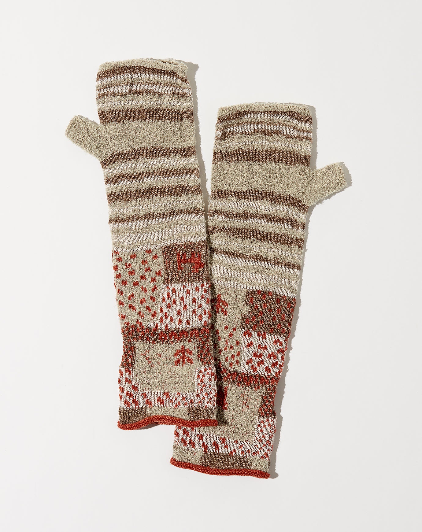 Kapital Gabeh Patchwork 2Ways Mittens in Ecru