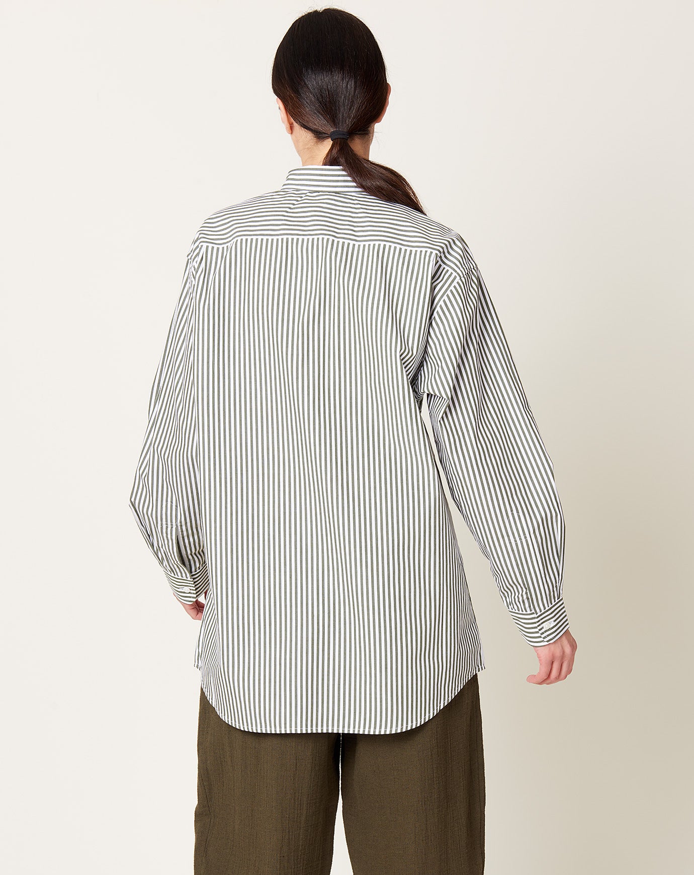 Kowtow James Shirt in Deep Green Stripe