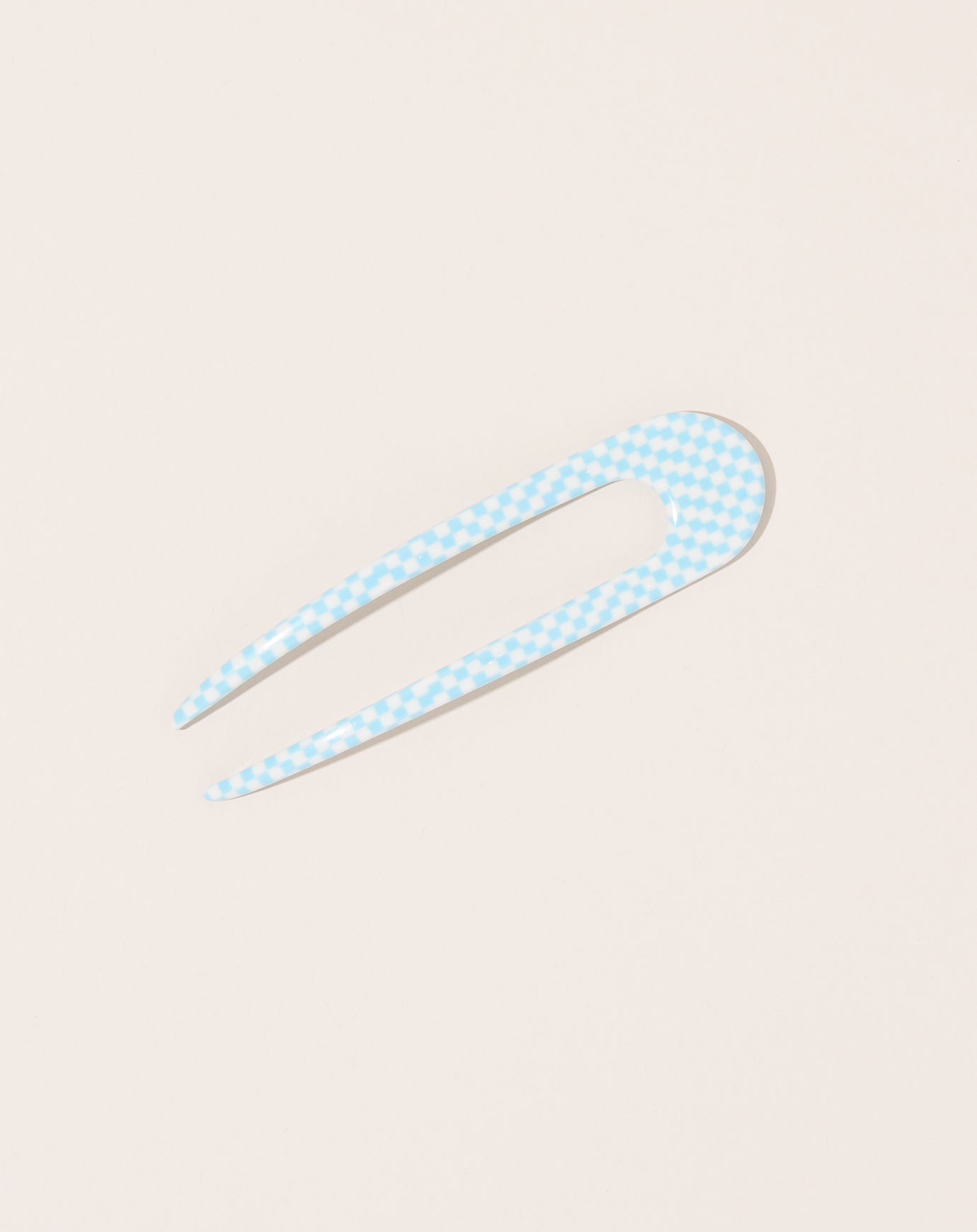 Machete French Hair Pin in Blue Checker