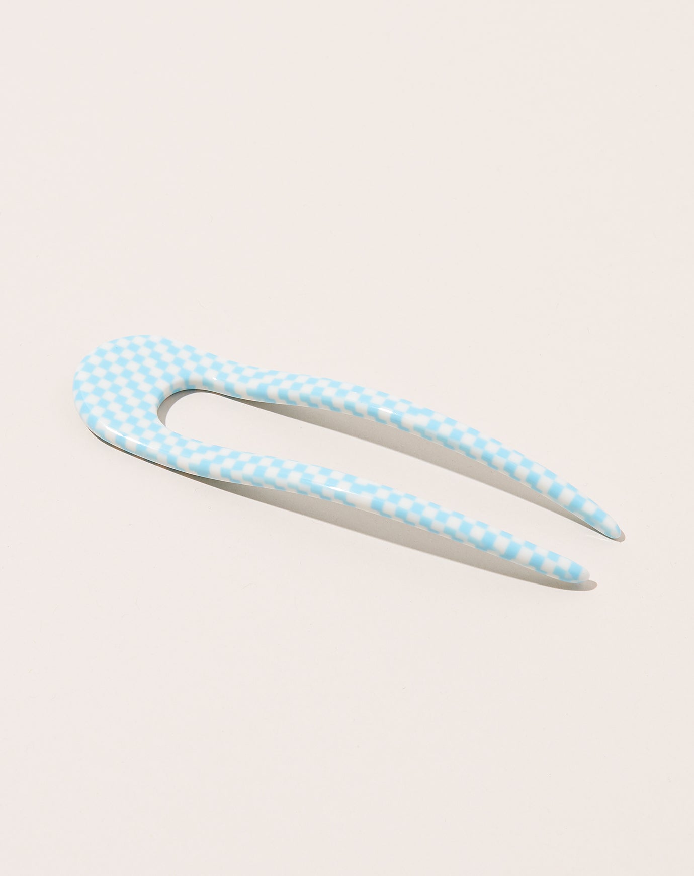 Machete French Hair Pin in Blue Checker