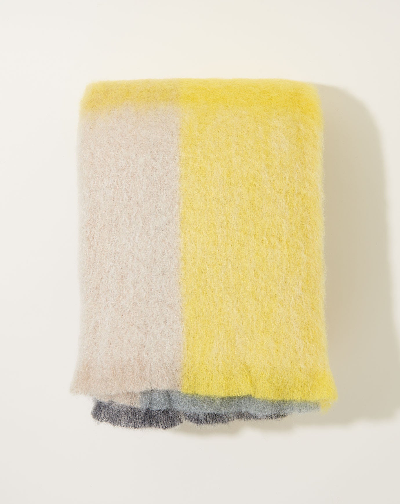 Mantas Ezcaray Mohair Cuadros Blanket in Lemon Grey