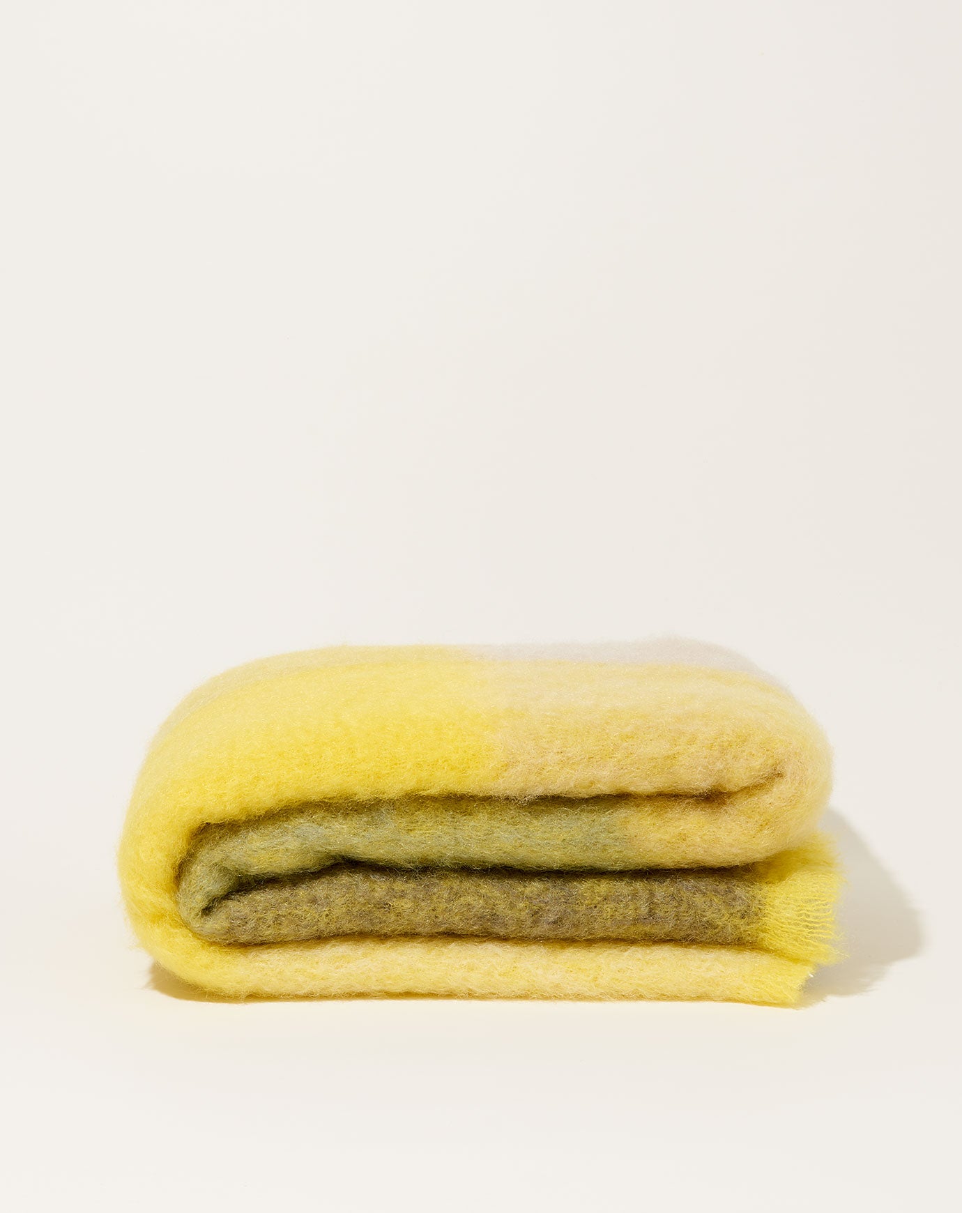 Mantas Ezcaray Mohair Cuadros Blanket in Lemon Grey