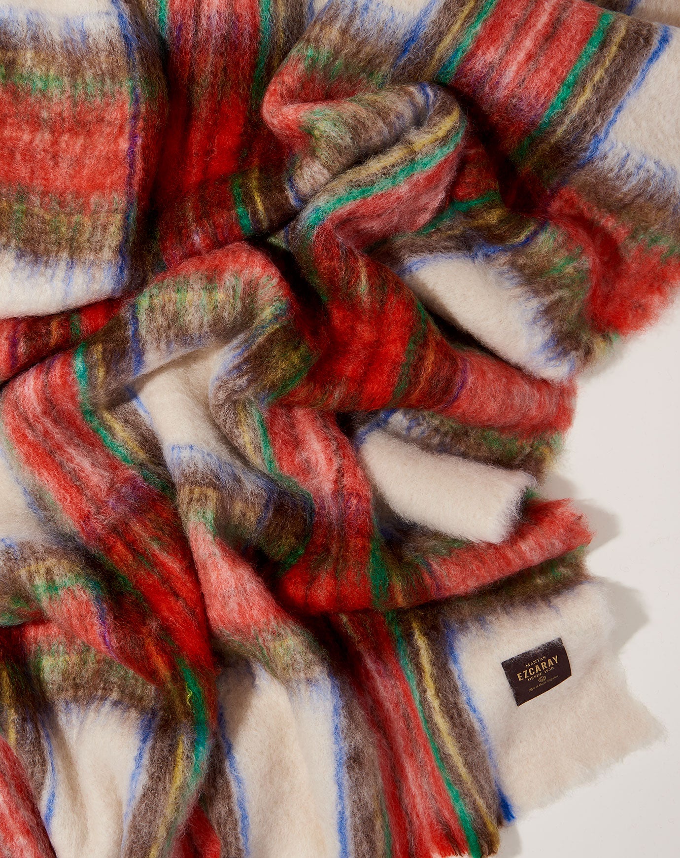 Mantas Ezcaray Mohair Cuadros Blanket in Classic Tartan