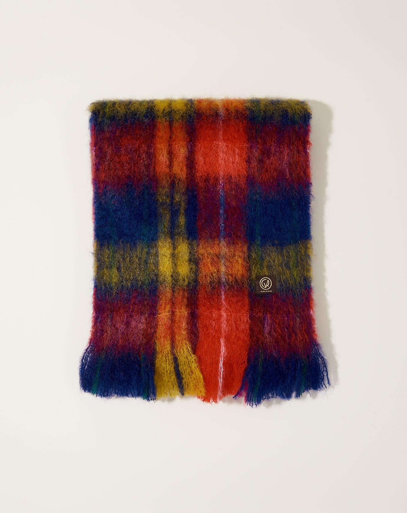 Mantas Ezcaray Mohair Tartan Scarf in Navy