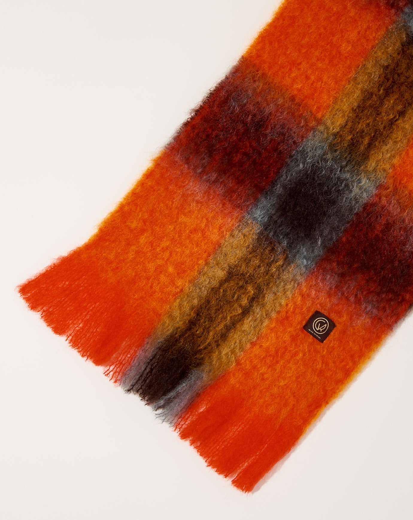 Mantas Ezcaray Mohair Tartan Scarf in Orange