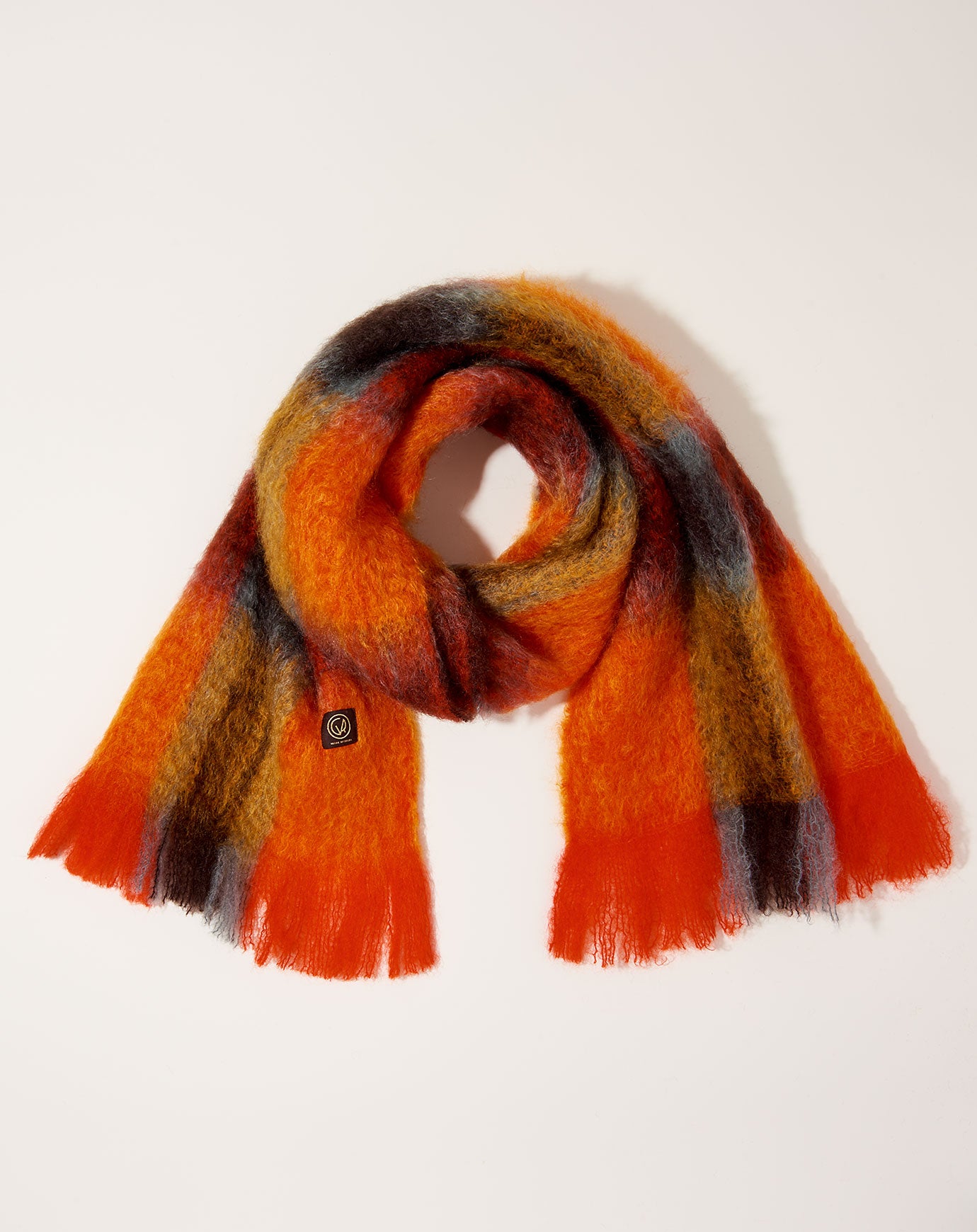 Mantas Ezcaray Mohair Tartan Scarf in Orange